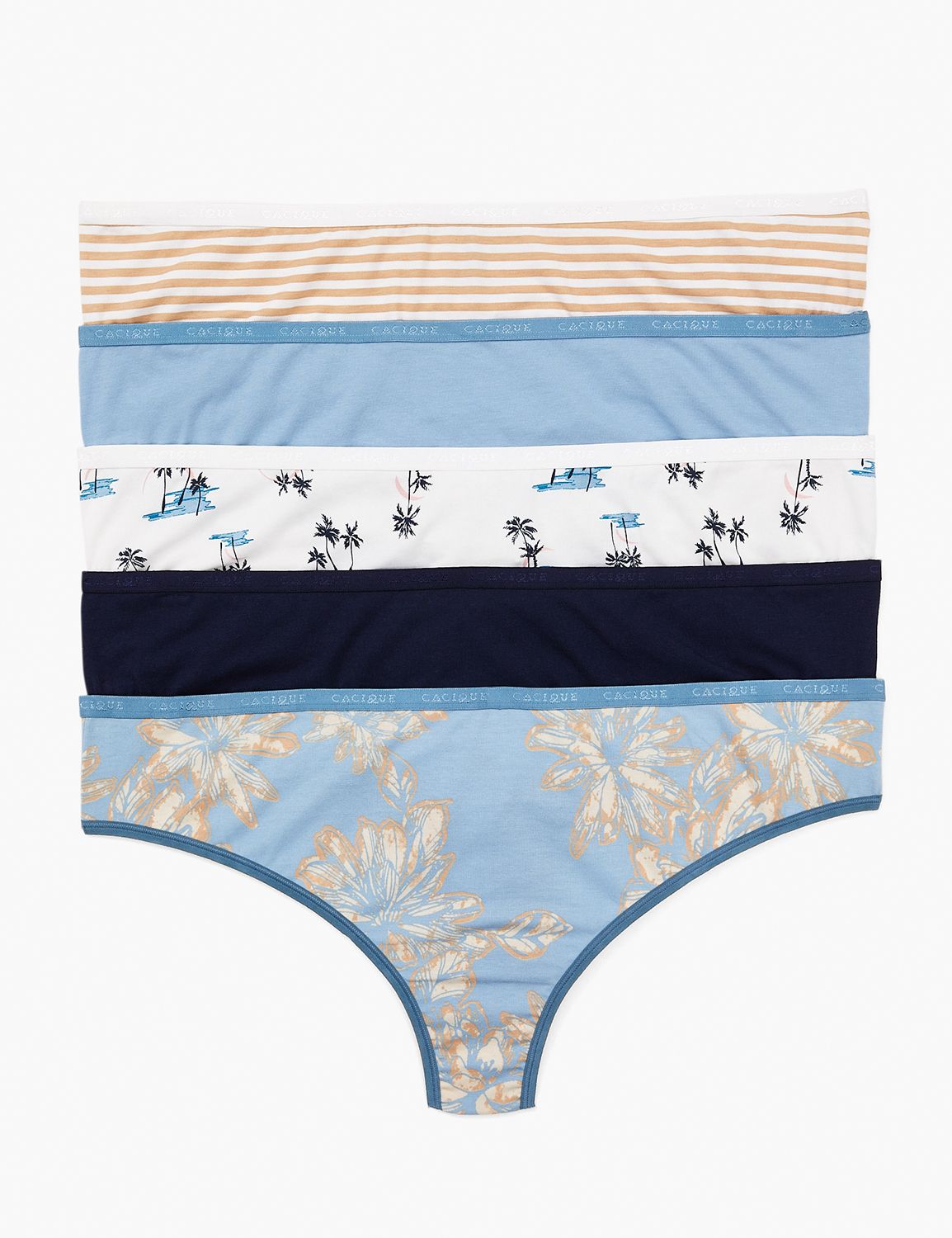 PANTY PACK Cotton Wide Side Thongs | LaneBryant