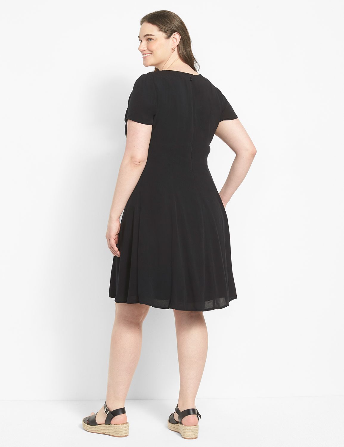 slim fit dress slacks Women's Sweetheart Neck Puff Sleeves Fit Flare Dress Peach / L main image 1