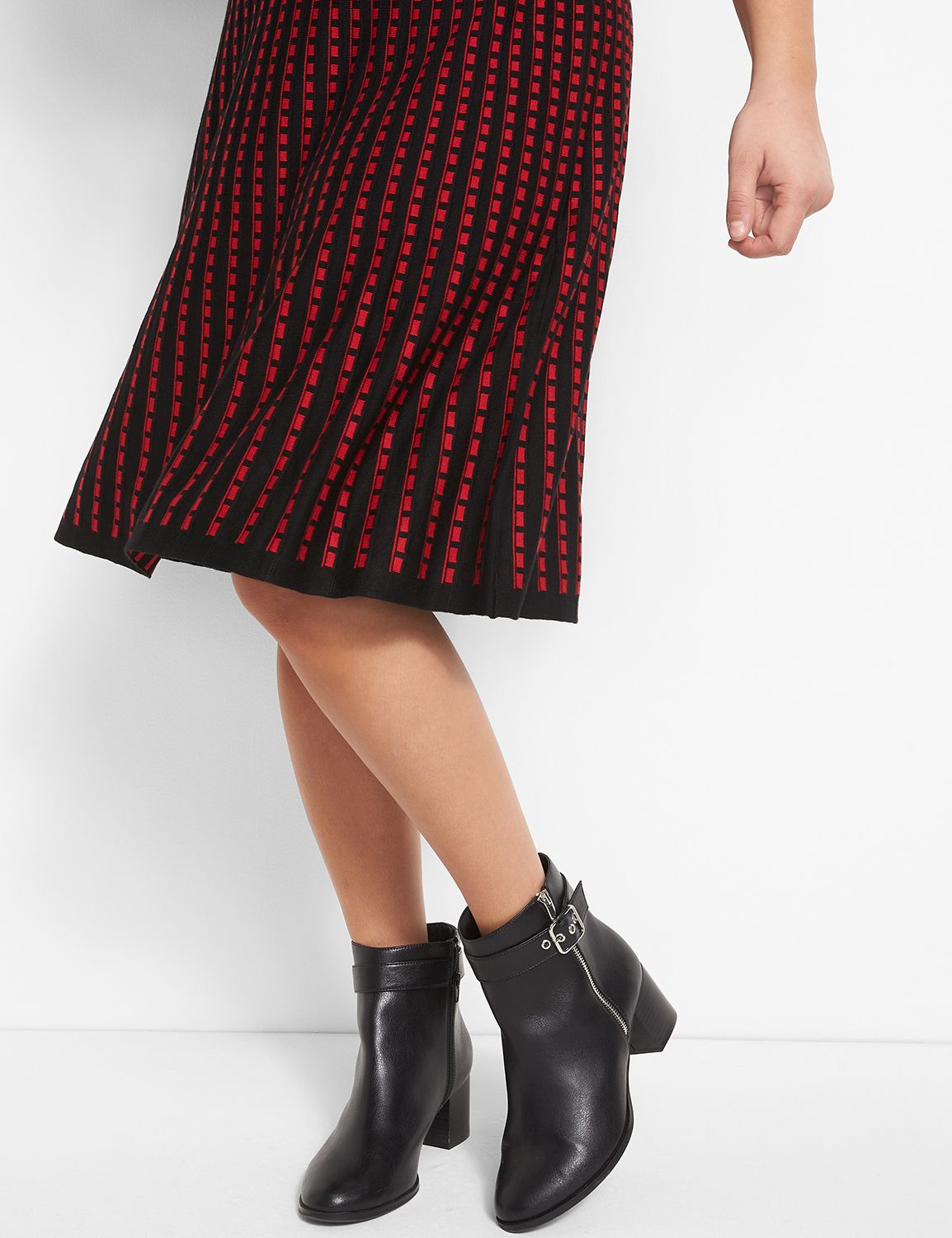 3/4 Sleeve Crew Neck Fit & Flare Sweater Dress 1117995:PANTONE Haute Red:10/12 Product Image 3