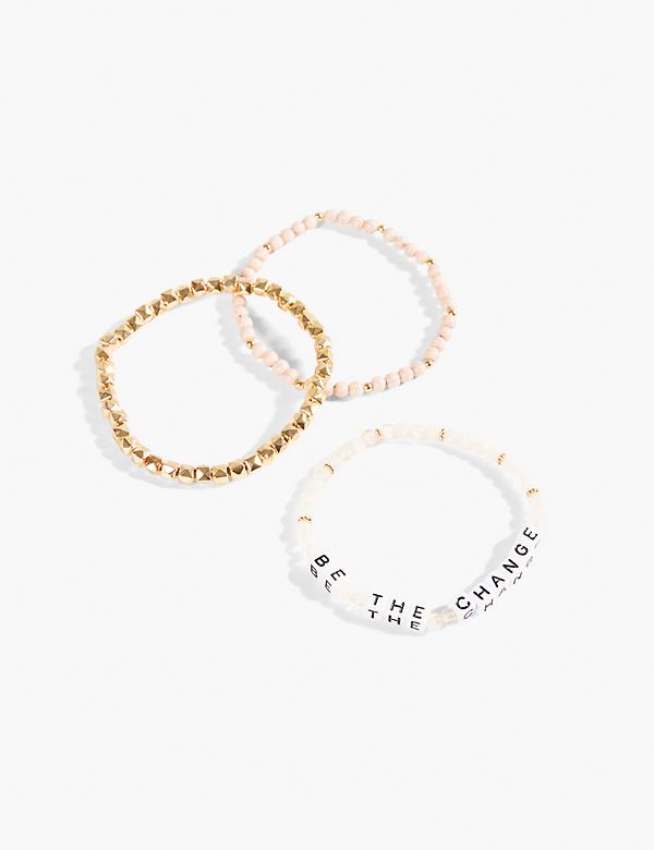 Be The Change Beaded Stretch Bracelets - 3 Pack