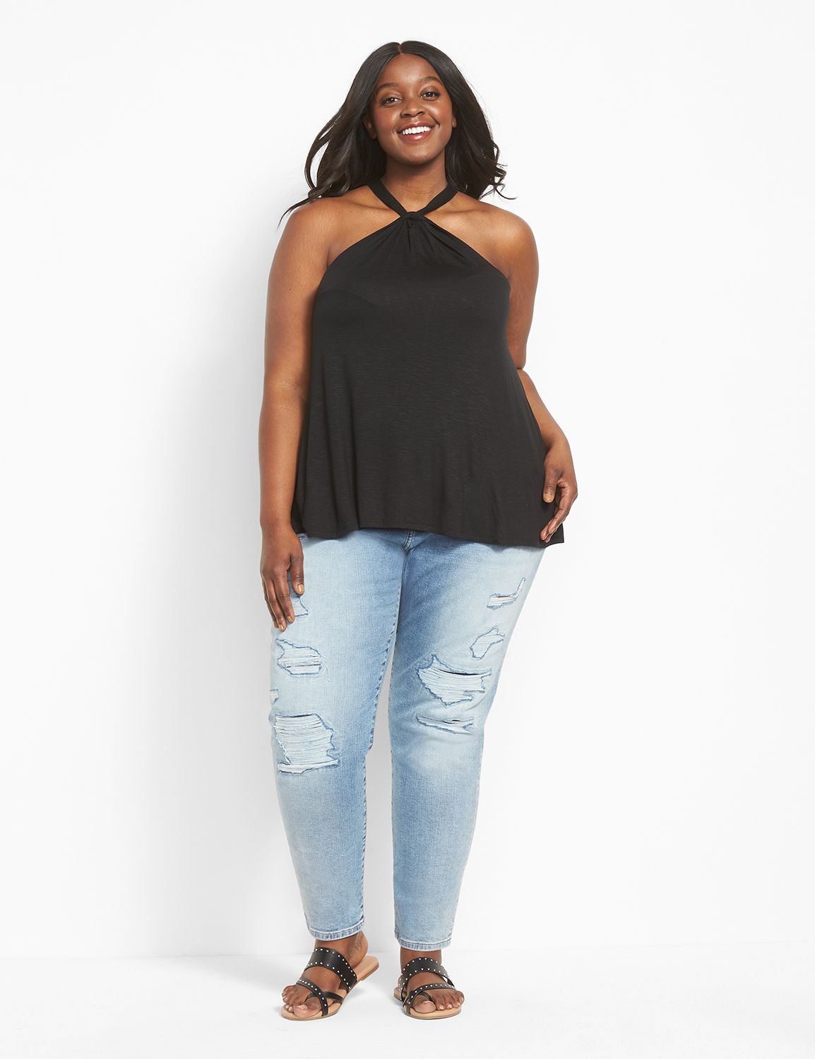 Sleeveless Twist Neck Halter Modera Product Image 3