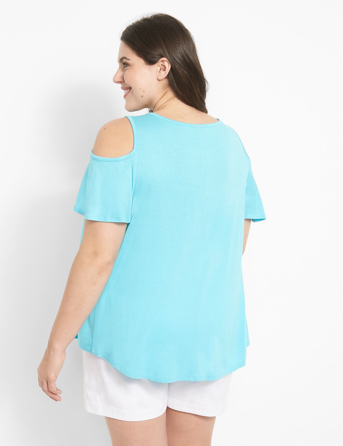 Short Sleeve Open Crew Neck Cold Sh Product Image 2