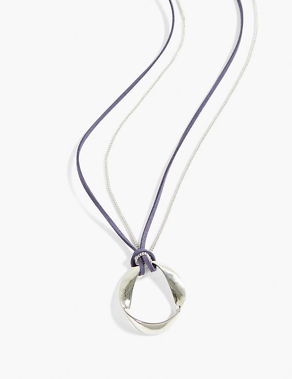 Faux-Suede Cord & Chain Pendant Necklace