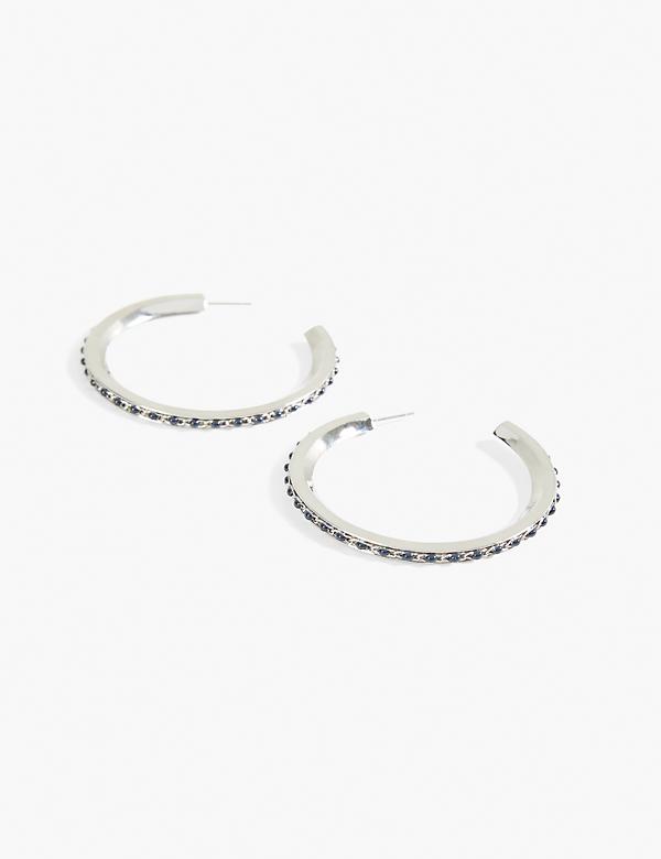 Large Hoop Earrings With Inset Stones