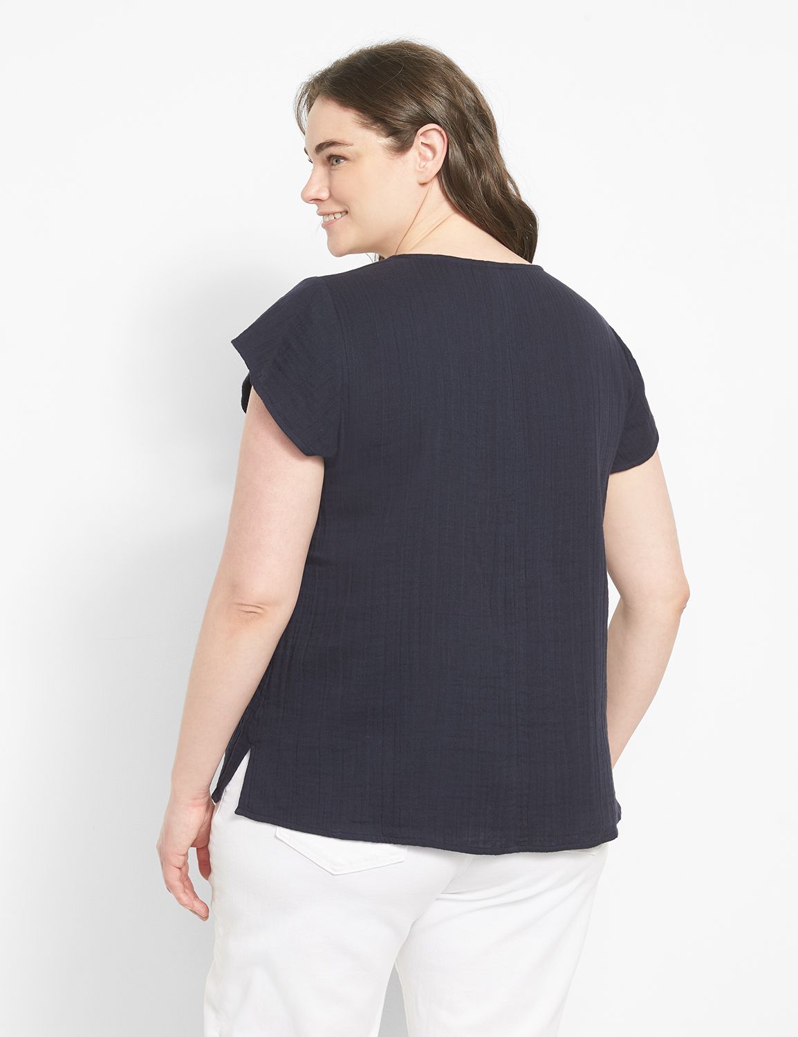 Cap Sleeve Split Neck Embroidered B Product Image 2