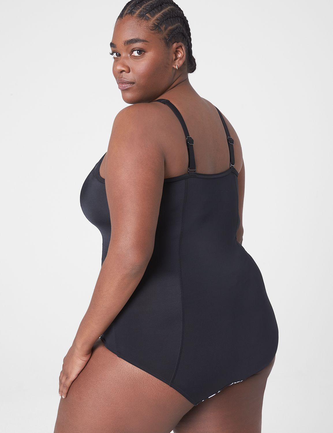 LANE BRYANT LIVI MESH INSET NO WIRE BRA LAP SUIT ONE PIECE