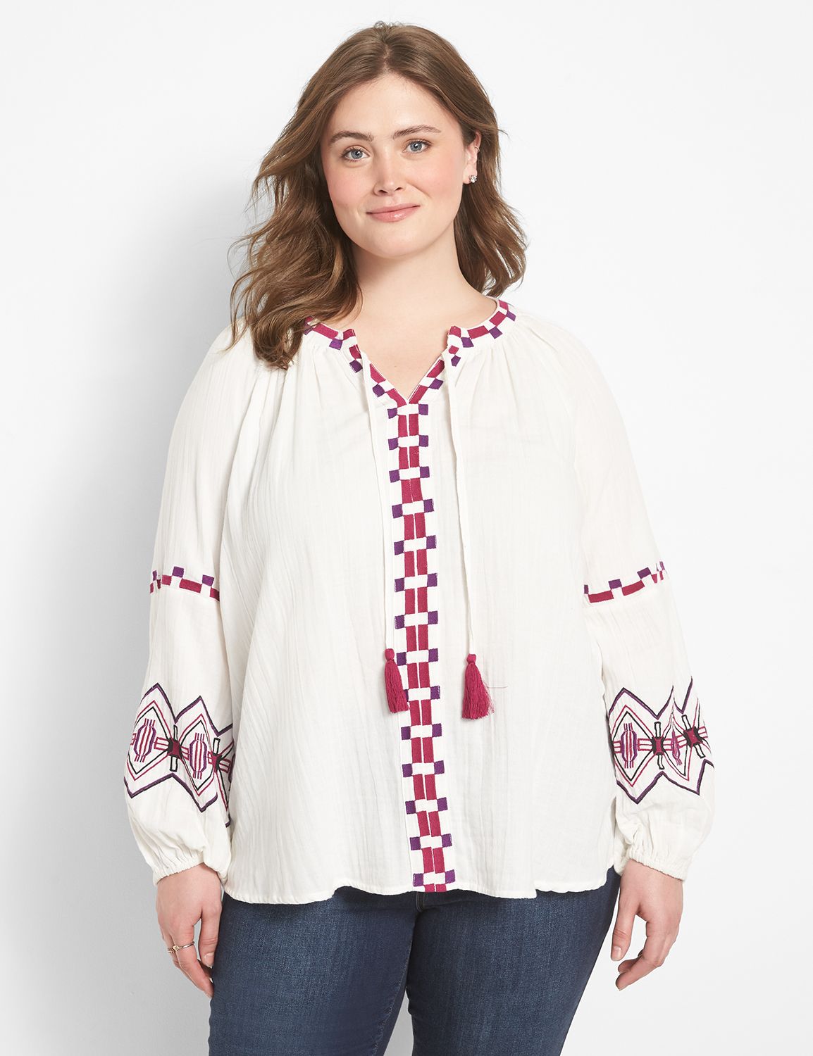 Embroidered peasant cheap blouse plus size