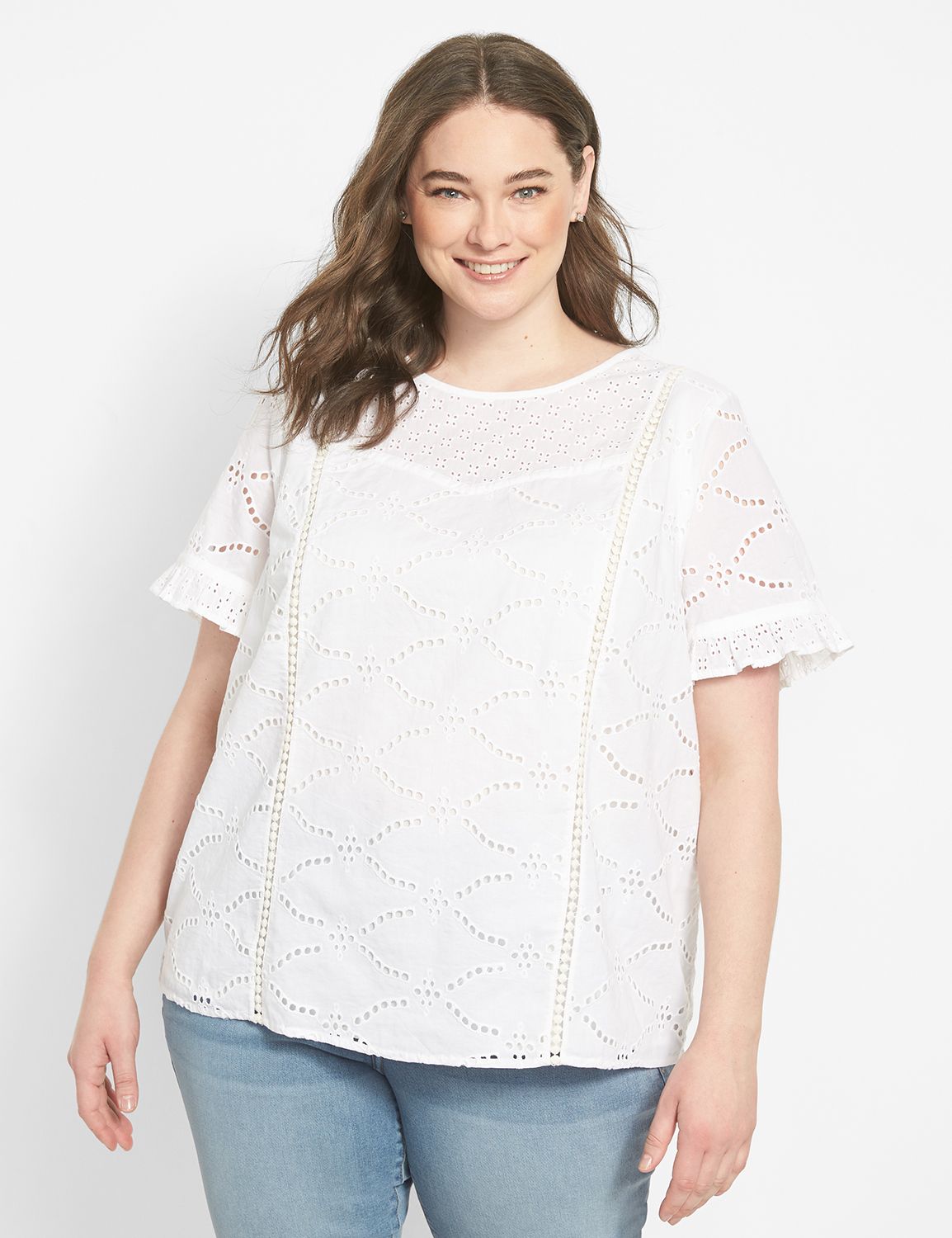 Classic Short-Sleeve Eyelet Mix Tee