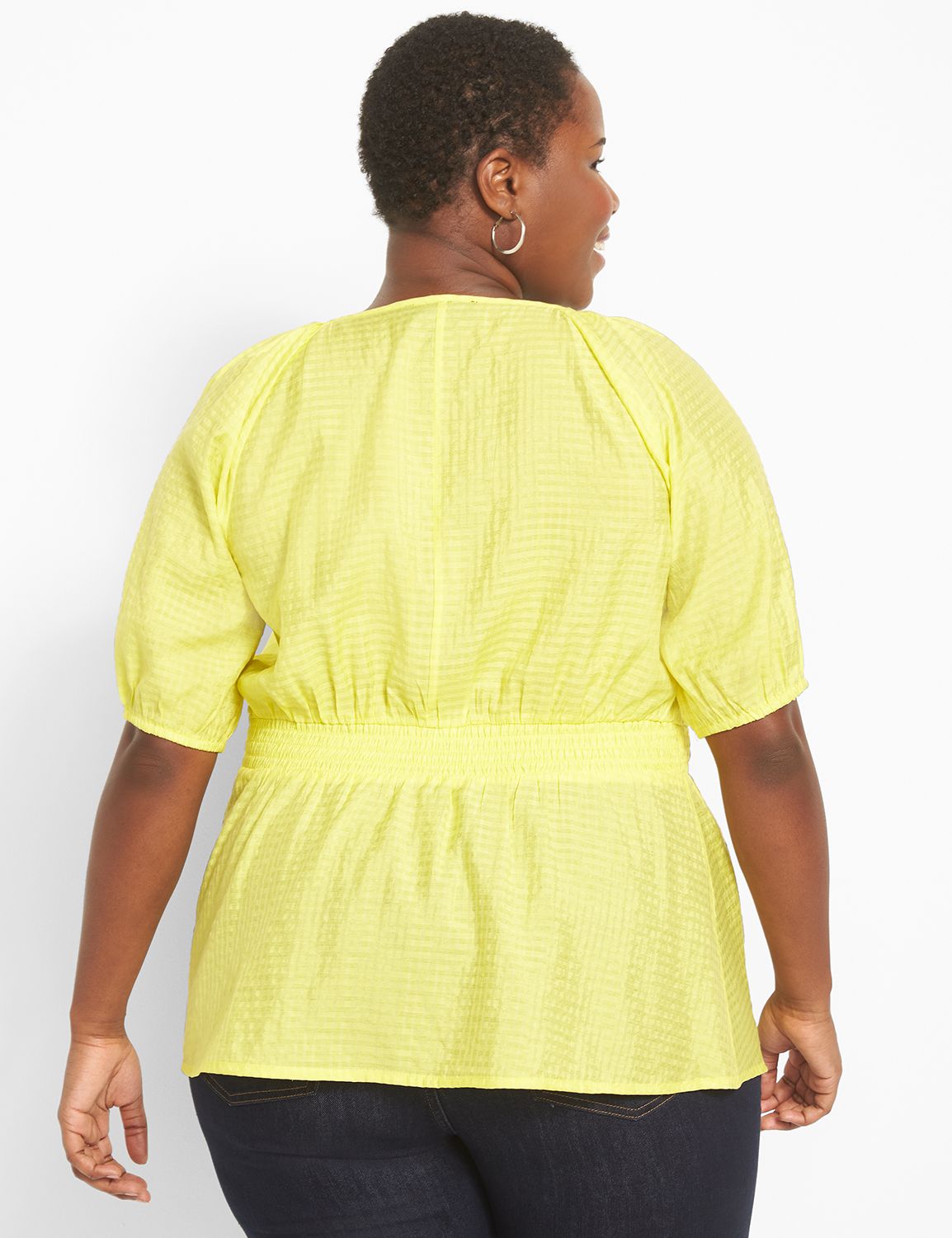 Short Elbow Sleeve Split Neck Peplu