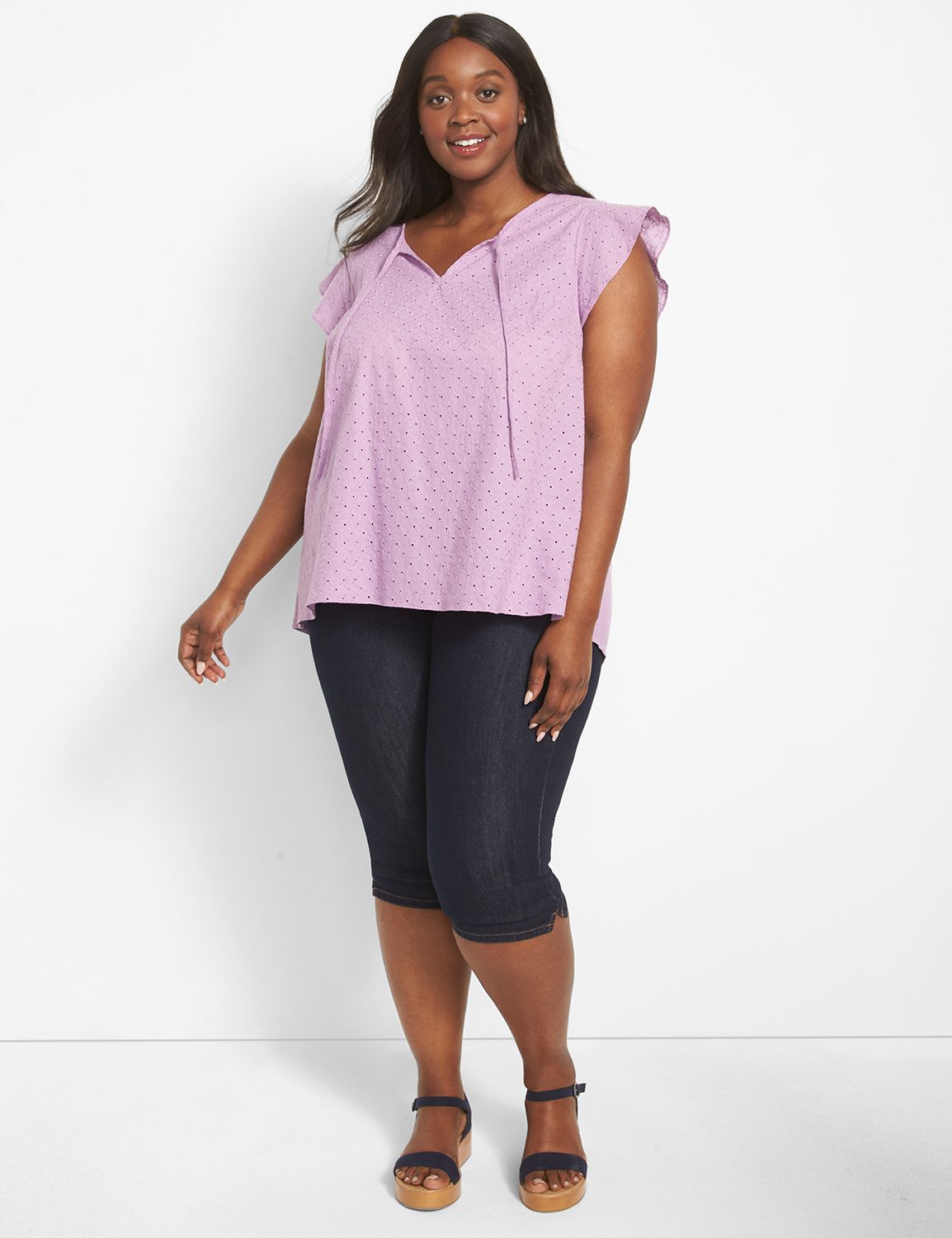 Cap Flutter Sleeve Notch Neck Moder Product Image 3
