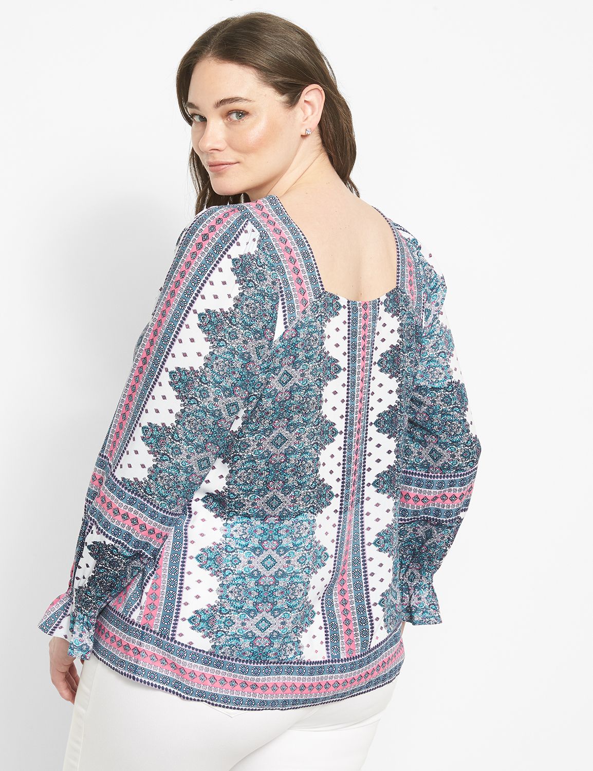 Square Neck Long Sleeve Blouse