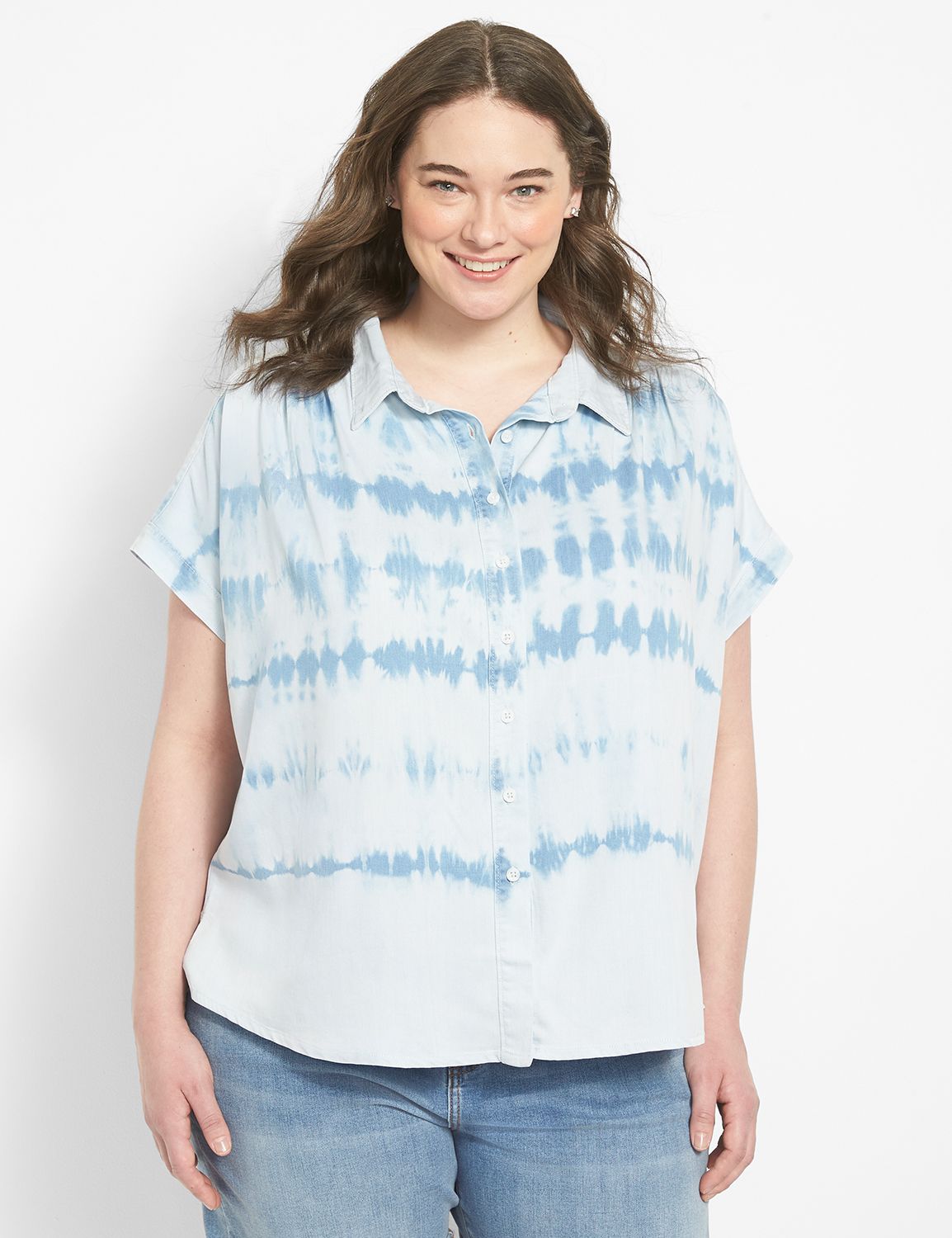 Short Sleeve Button Down Dropped Sh Product Image 1