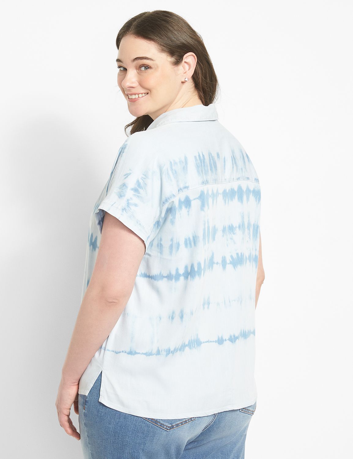 Short Sleeve Button Down Dropped Sh Product Image 2