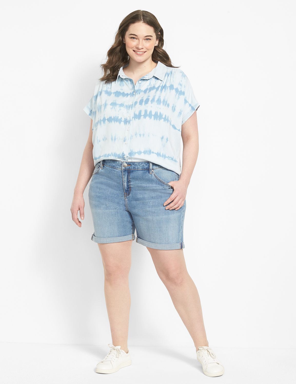 Short Sleeve Button Down Dropped Sh Product Image 3