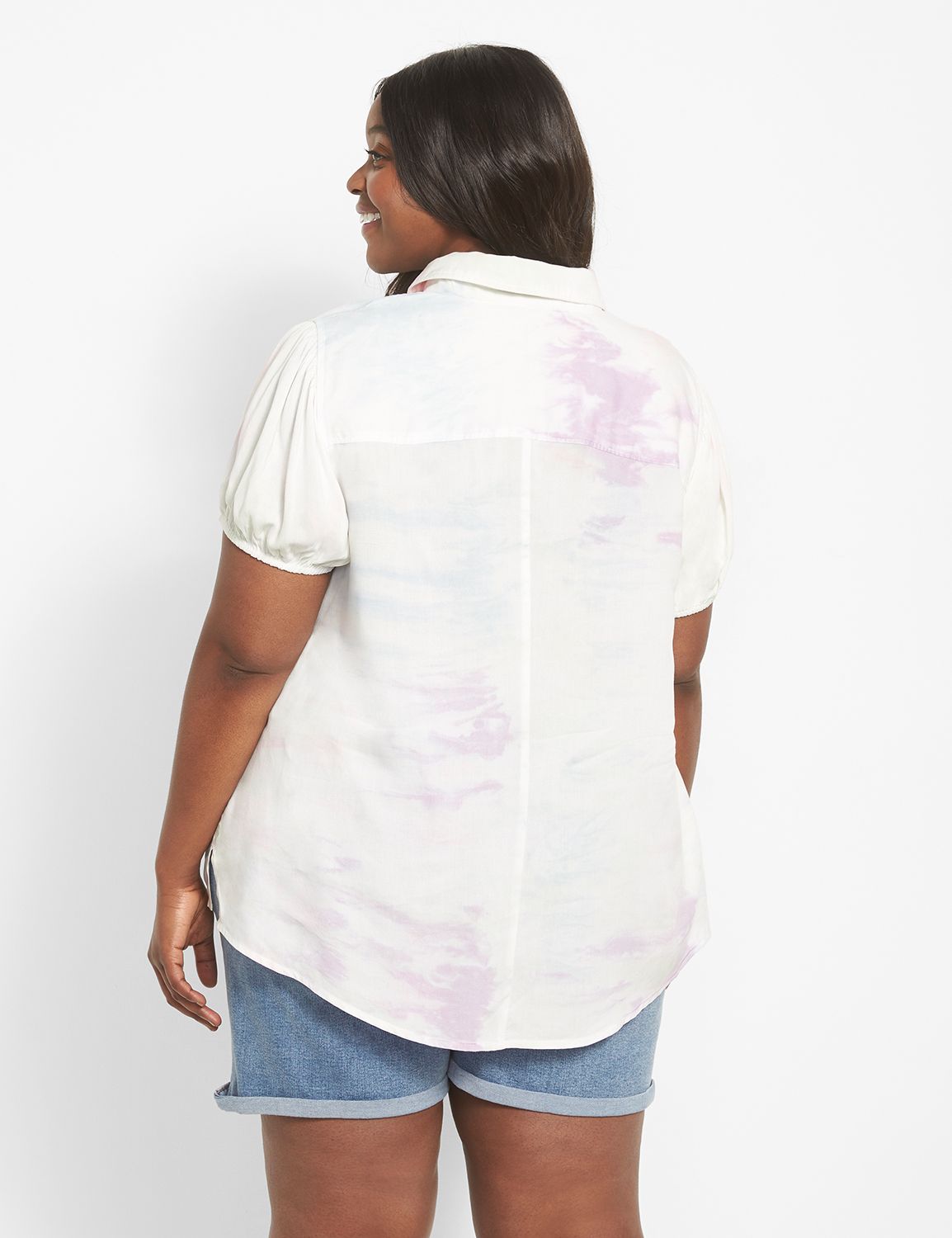 Short Sleeve Collared Button Down D Product Image 2