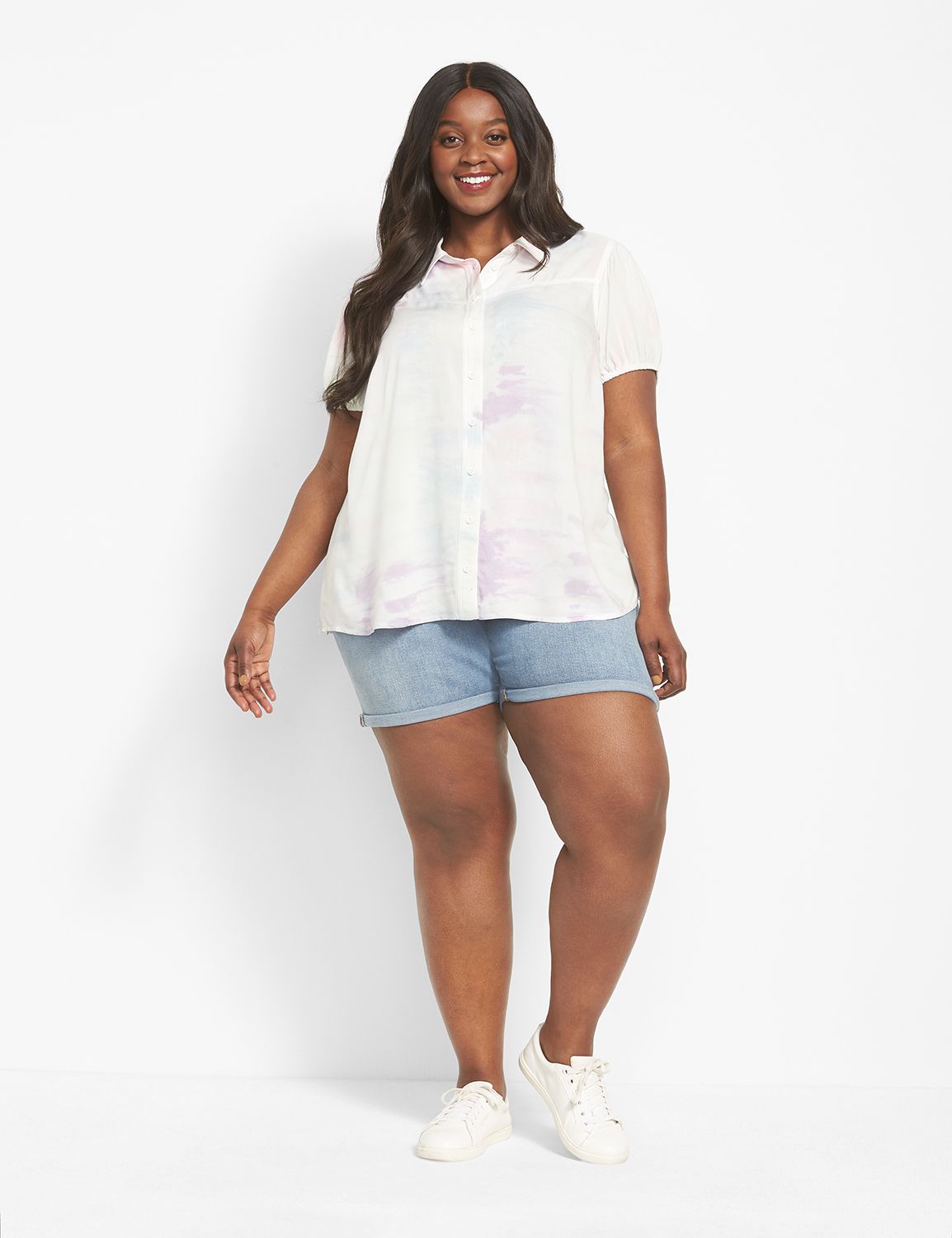 Short Sleeve Collared Button Down D Product Image 3