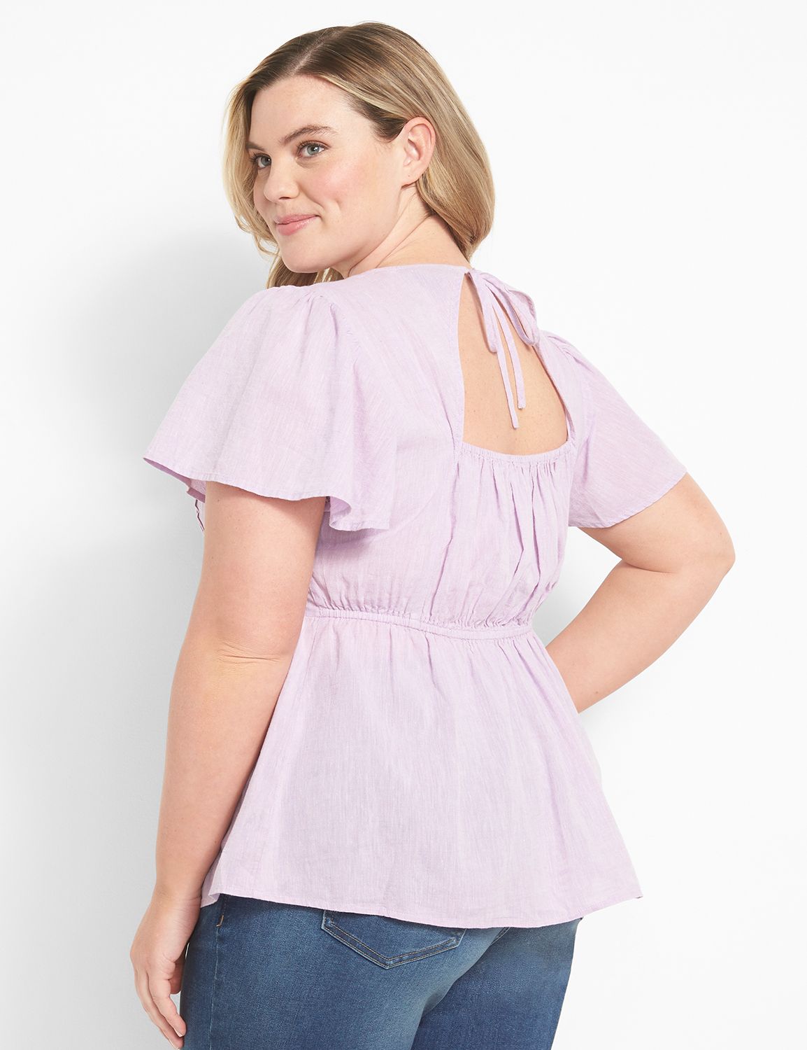 Short Sleeve Scoop Neck Peplum Top Product Image 1