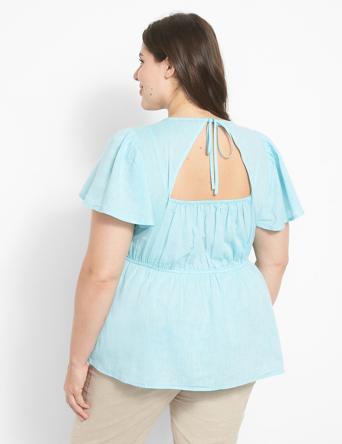 Printed Cotton Short Sleeve Peplum Top