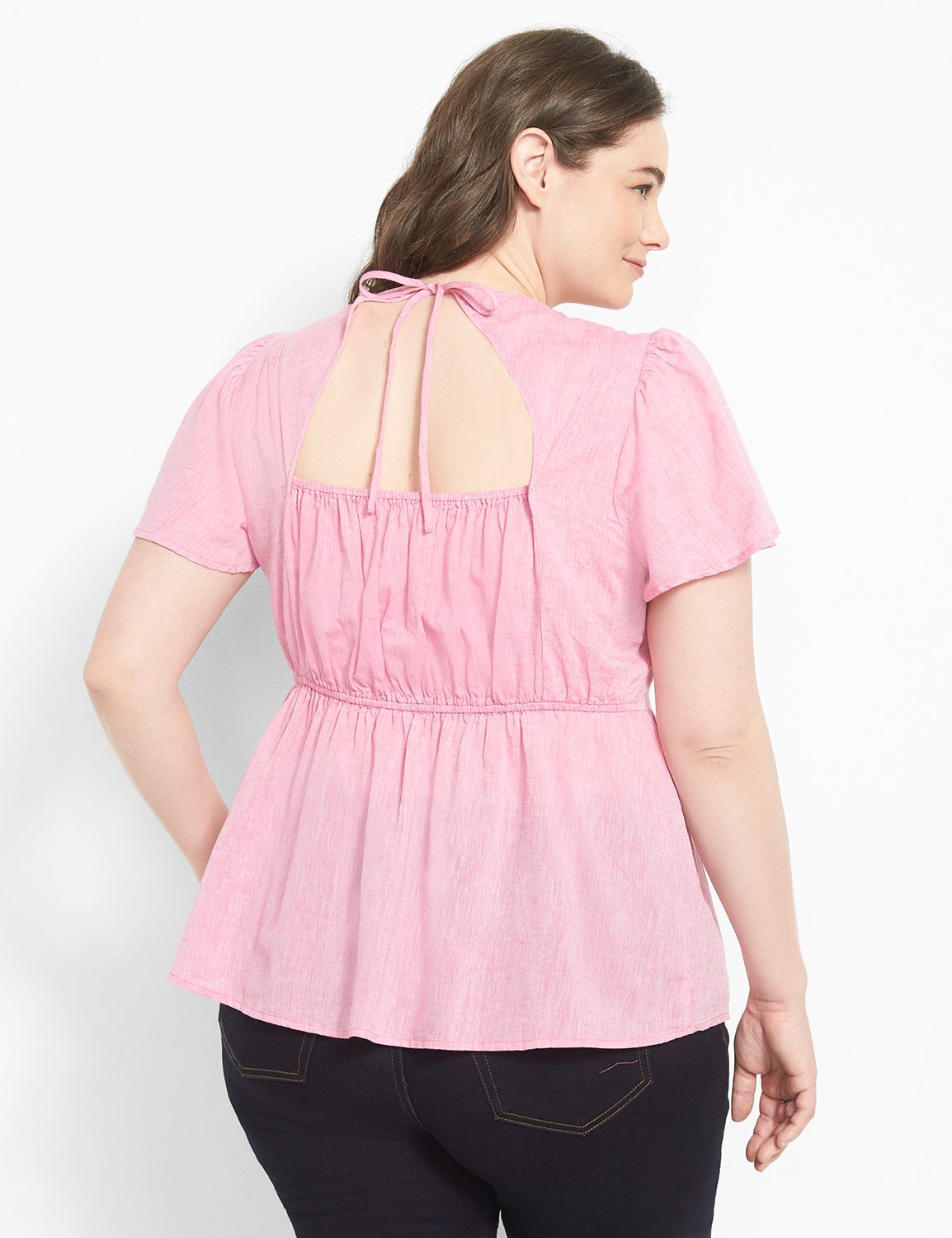 Printed Cotton Short Sleeve Peplum Top main image 0