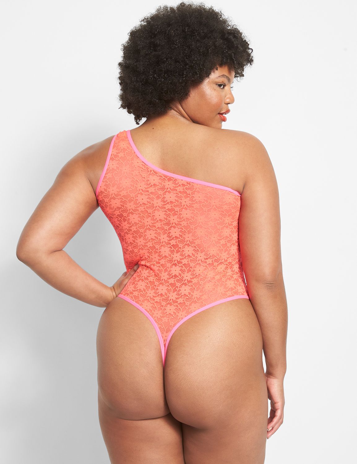 All Over Lace One Shoulder Bodysuit Product Image 2