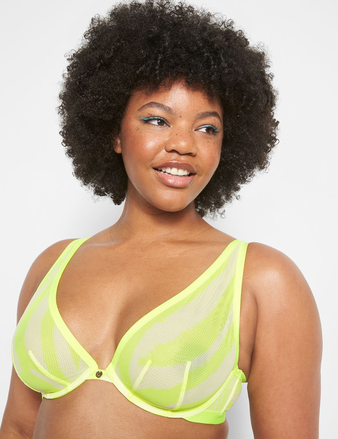 Printed Mesh Unlined High Apex Bra