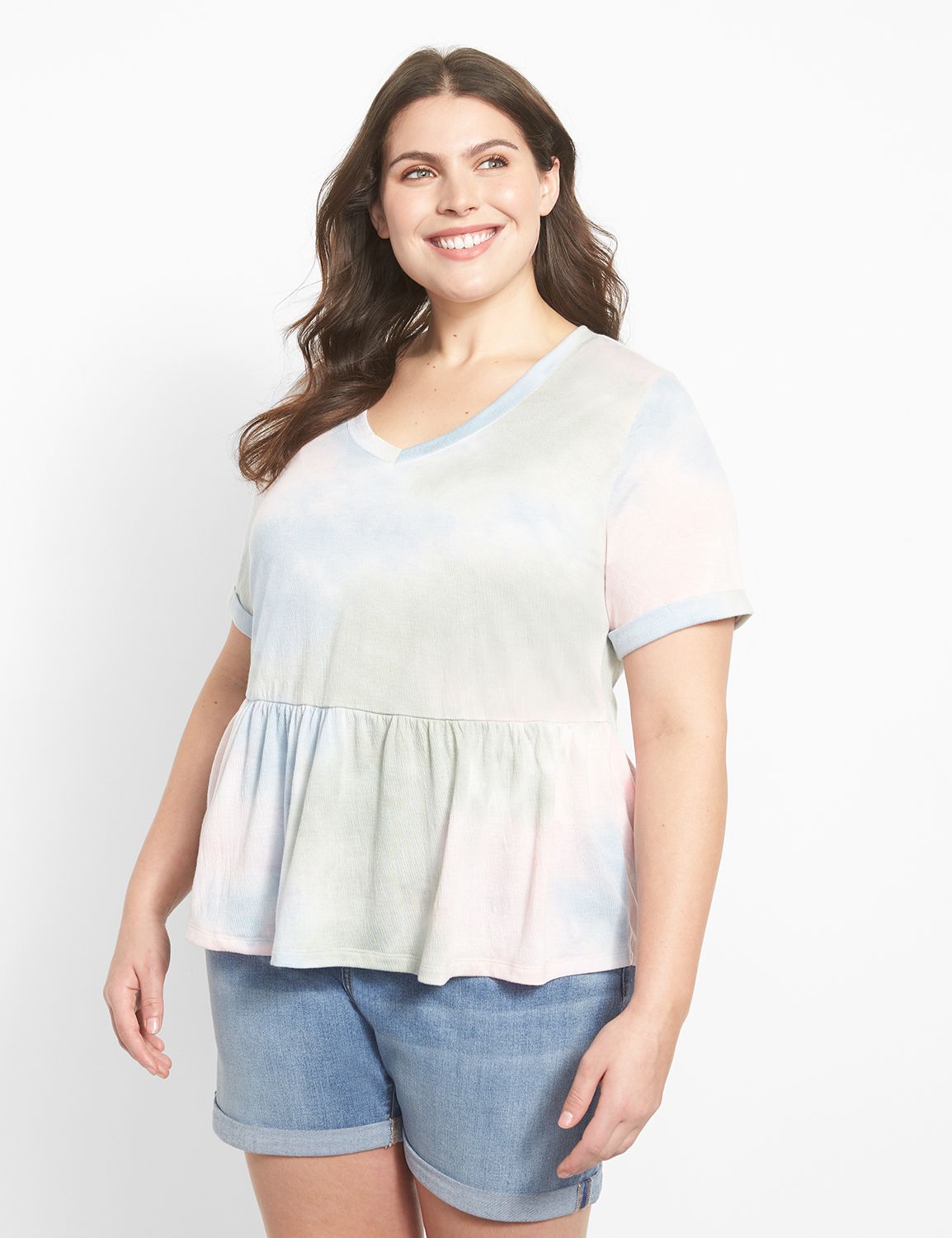 Davi & Dani V-Neck Open Back Adjustable Babydoll Shirt