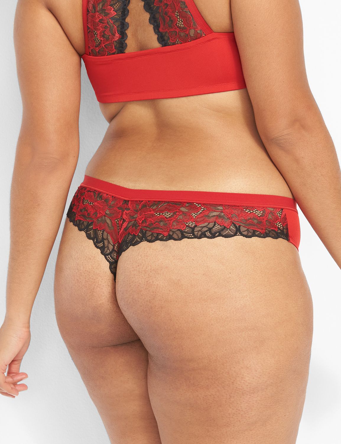 No Show Thong Layered Lace 1123431-S:PANTONE Haute Red:22/24 Product Image 1