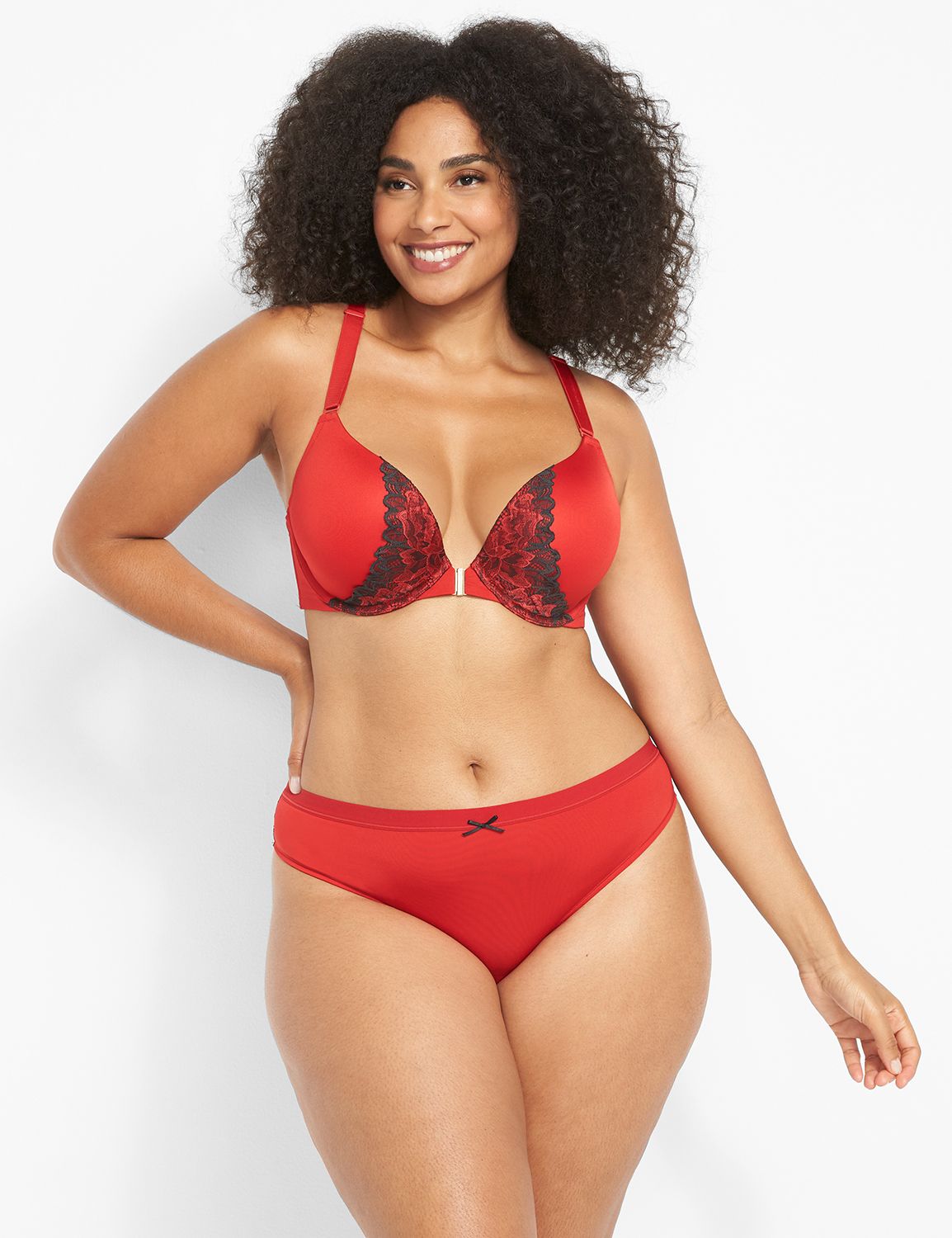 No Show Thong Layered Lace 1123431-S:PANTONE Haute Red:22/24 Product Image 2