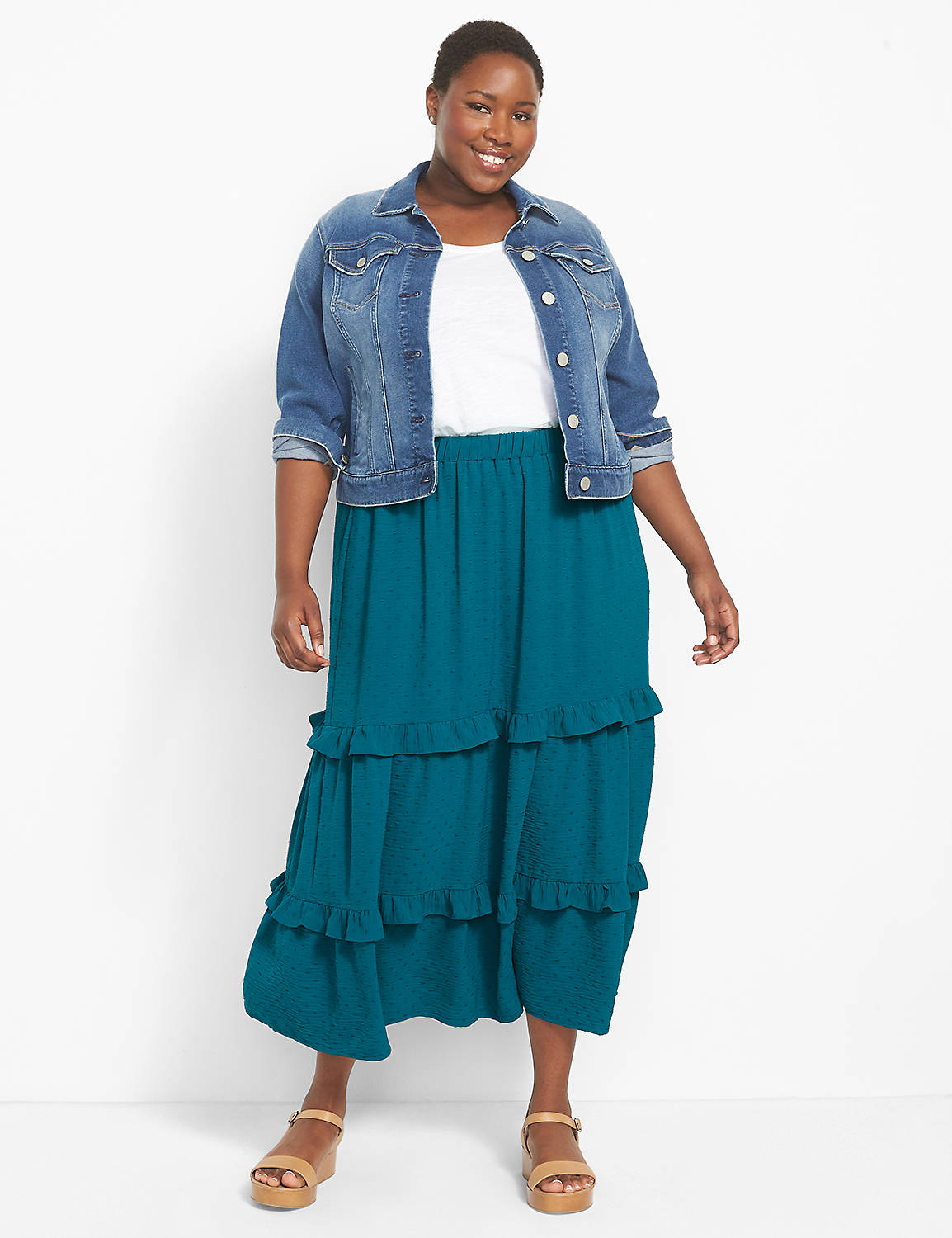 Pull On Tiered Maxi Skirt (Matchbac Product Image 3