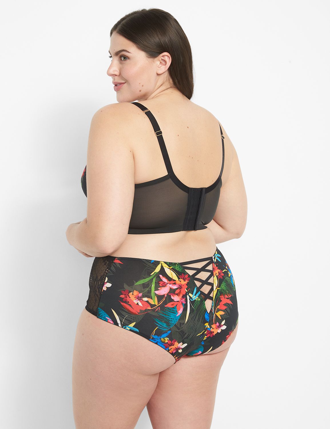 Lane Bryant French Brief Panty / Blurry Floral Black