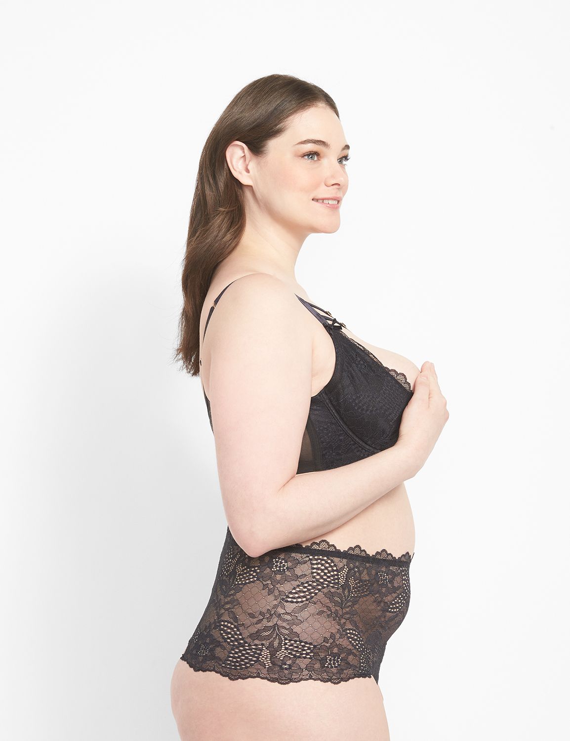 Lace & Strappy Detail Lightly Lined Quarter Cup Bra
