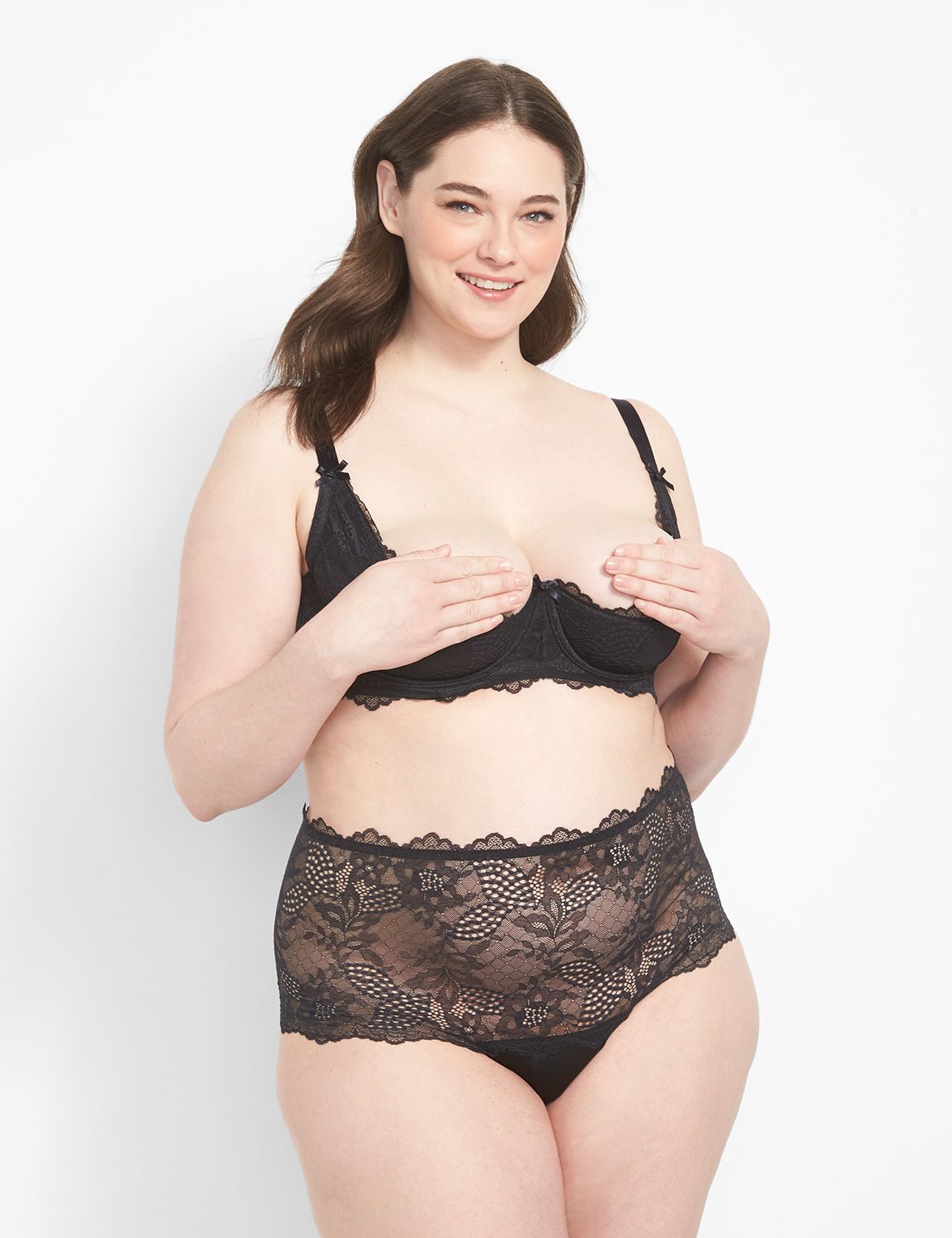 Lace & Strappy Detail Lightly Lined Quarter Cup Bra