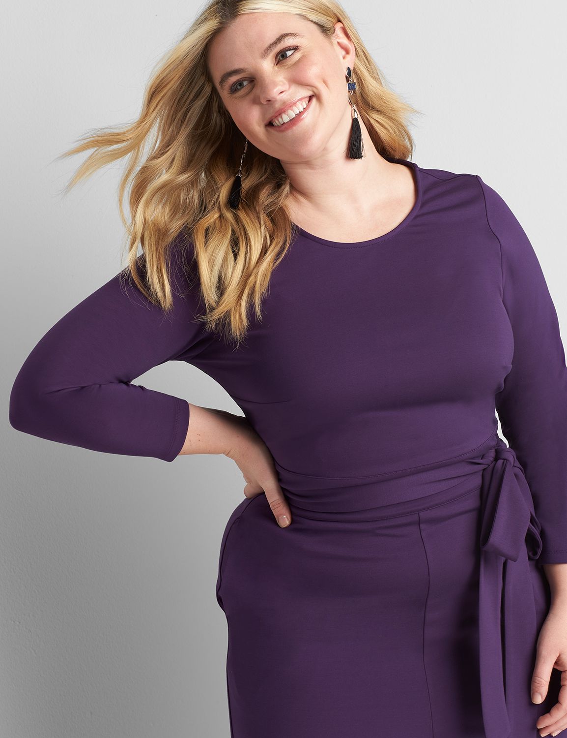 3/4" Sleeve Open Crew Lena Jumpsuit 1122368:Plume Purple CSI 0401722:18/20 Product Image 3