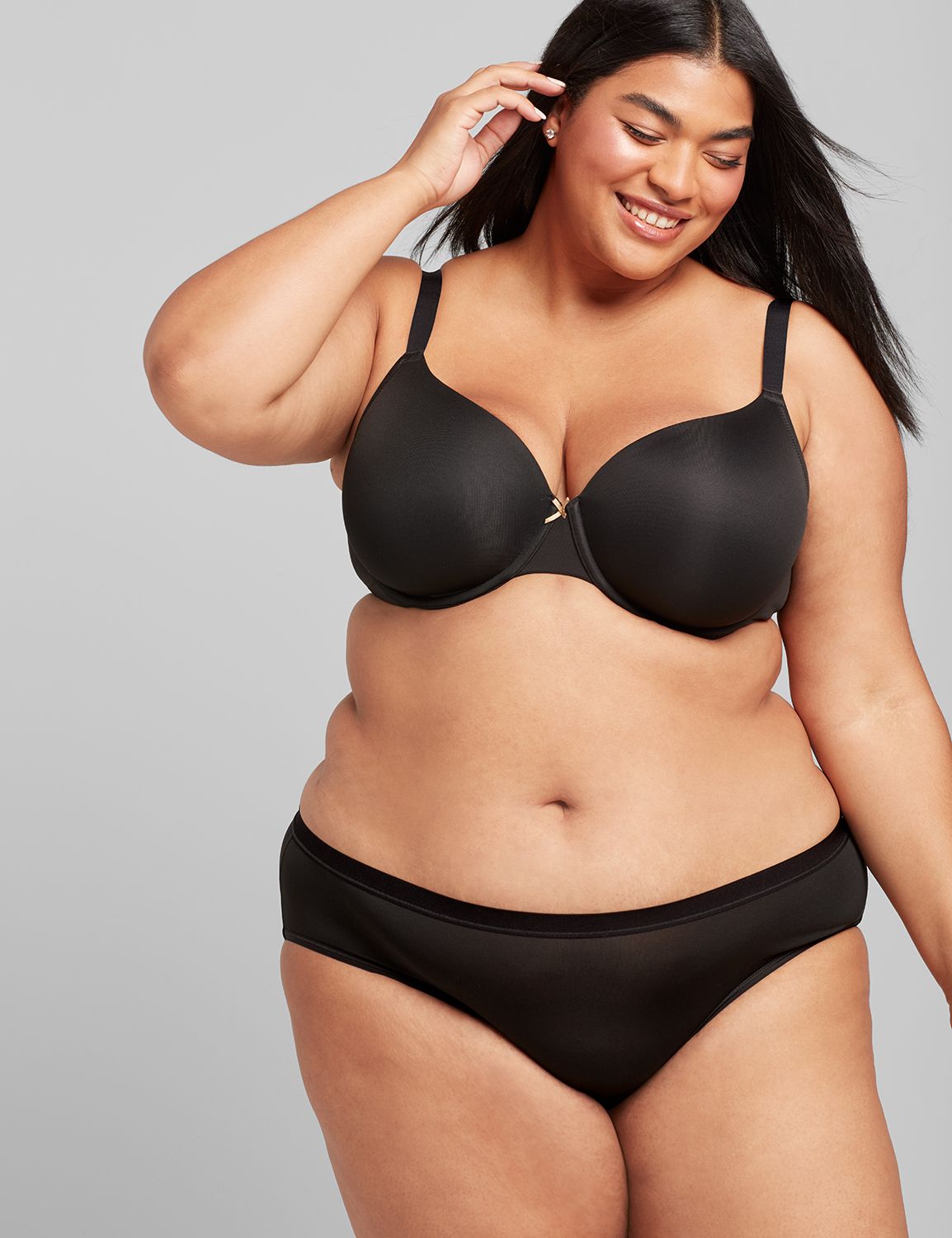 Lane Bryant Womens True Embrace Lightly Lined T-Shirt Bra 42B Black, Trendy Plus Size Clothing