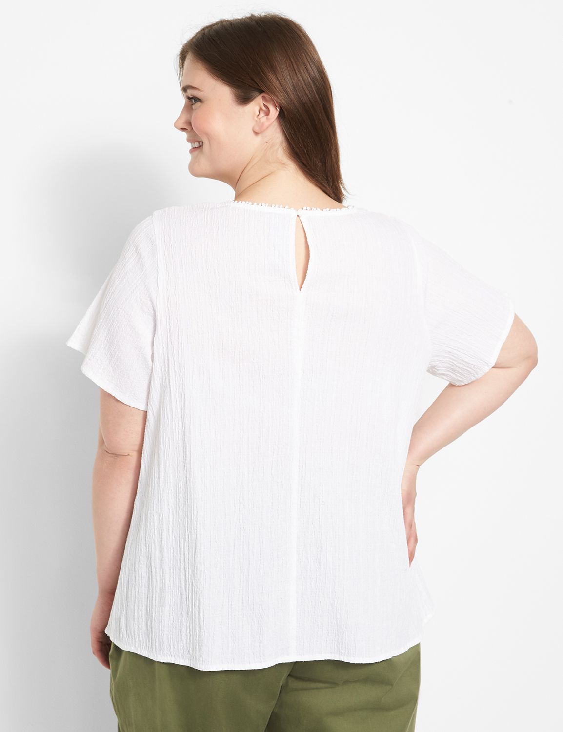 Round Neck Lt Rust Flutter Cap Sleeve Top