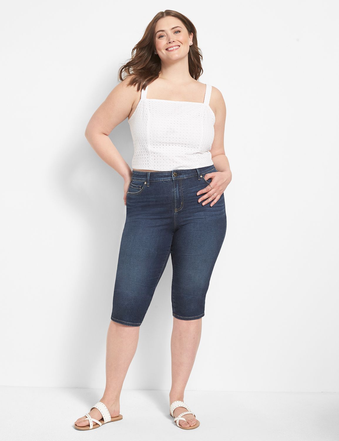Sleeveless Bodice Eyelet Crop Top L Product Image 4