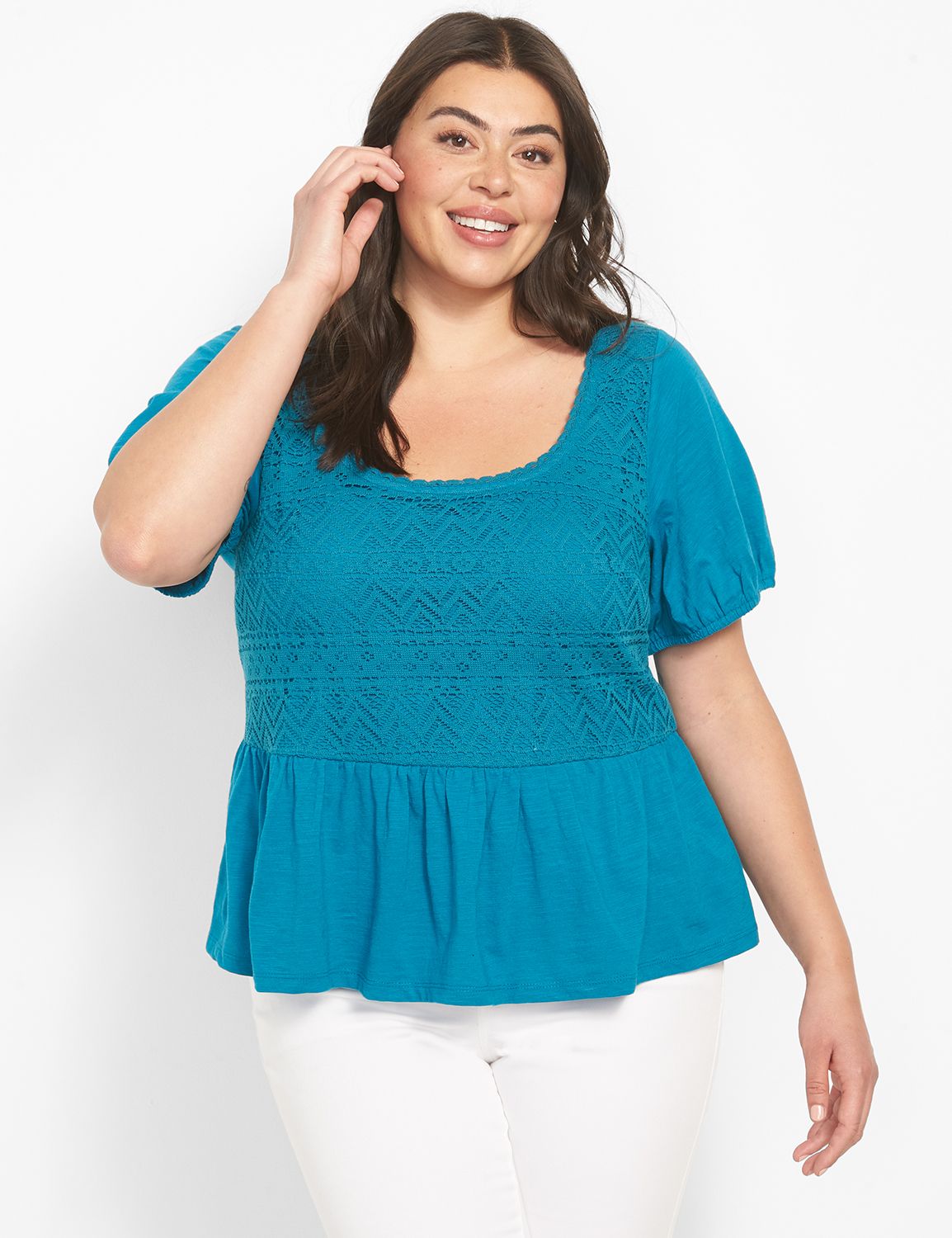 Short Puff Sleeve Scoop Square Neck Product Image 1