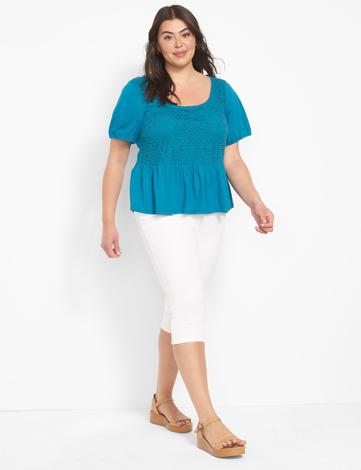 Short Puff Sleeve Scoop Square Neck Product Image 3