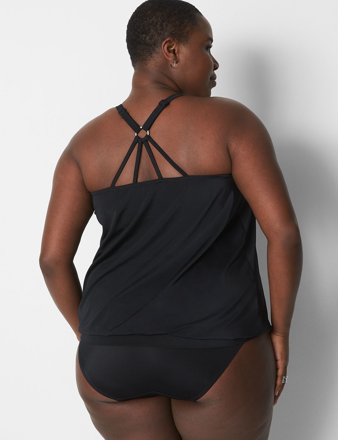 Lane Bryant + Cacique Sport Peplum Swim Tankini Top with Built-In