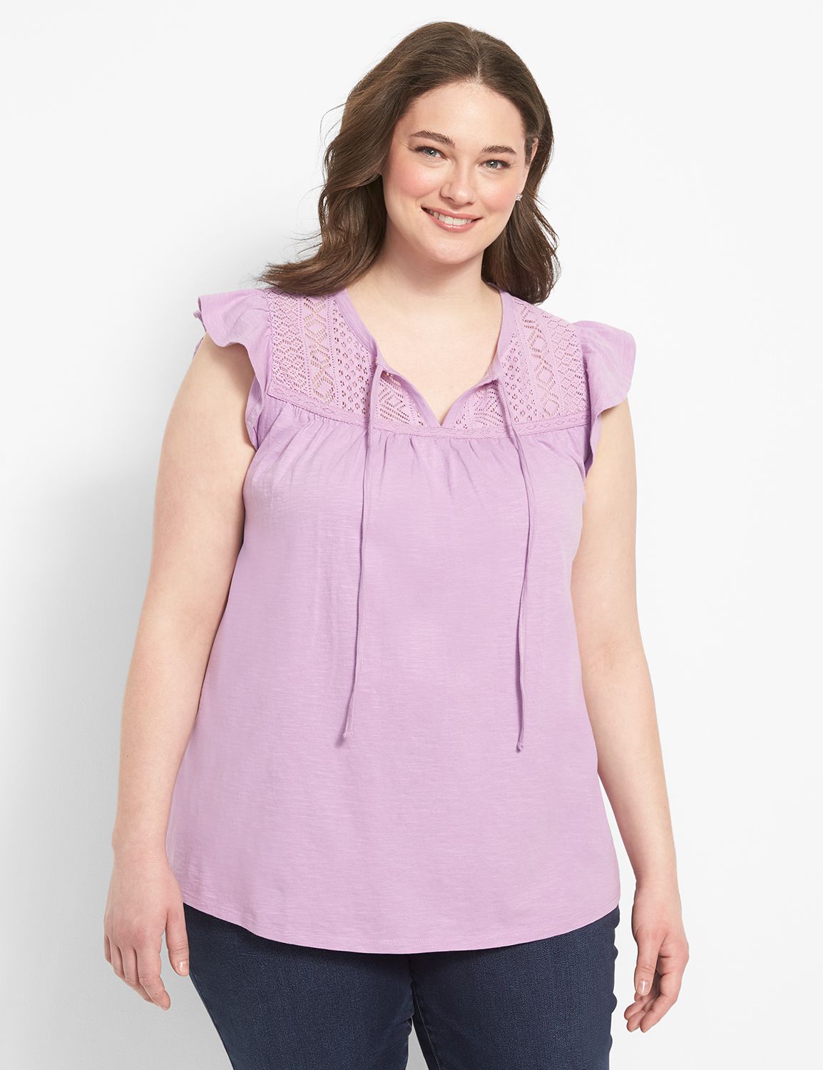 Sleeveless With Ruffle Notchneck La Product Image 1