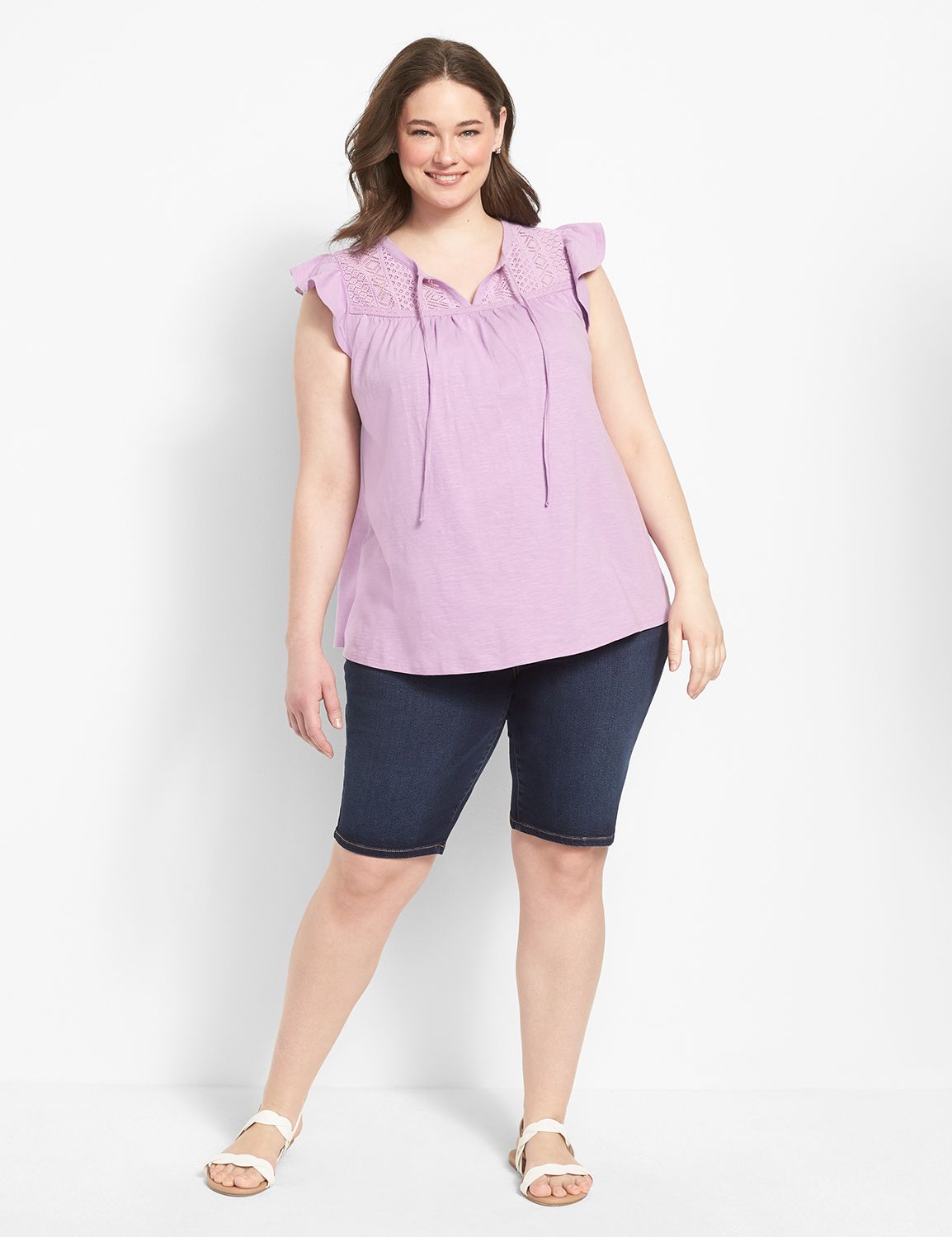 Sleeveless With Ruffle Notchneck La Product Image 3