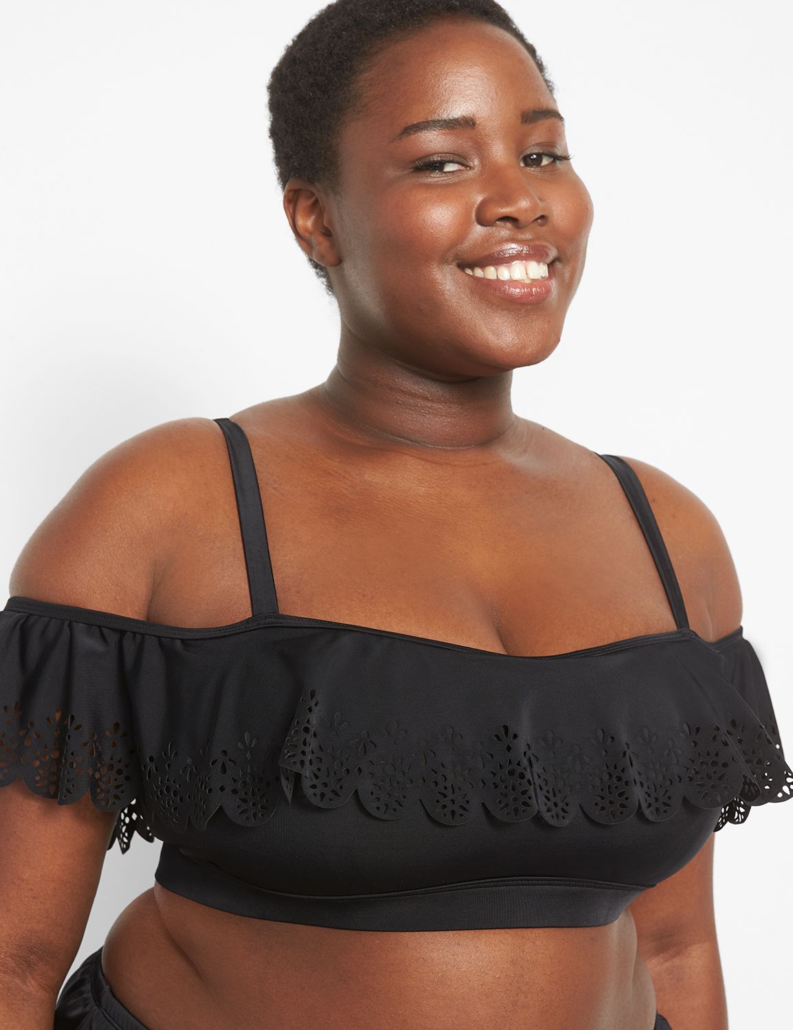 Plus size ruffle swim 2024 top