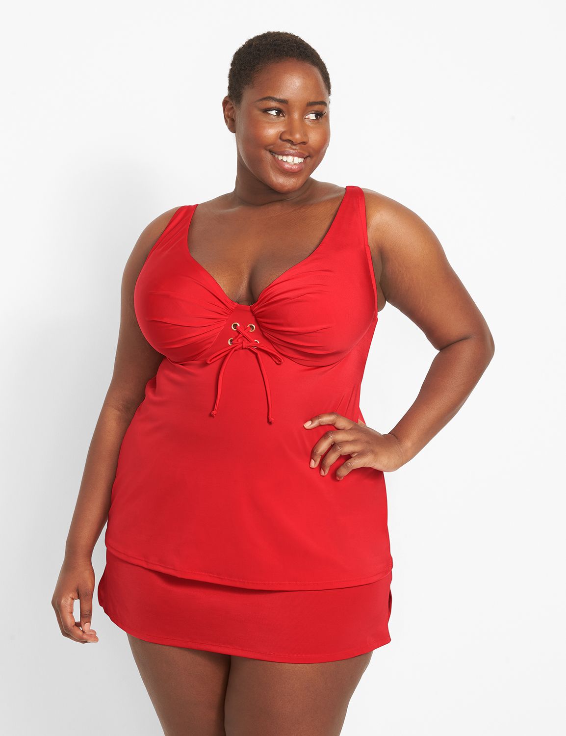 Lane Bryant Slitted Swim Skirt 12 Goji Berry,plus size designer swimwear