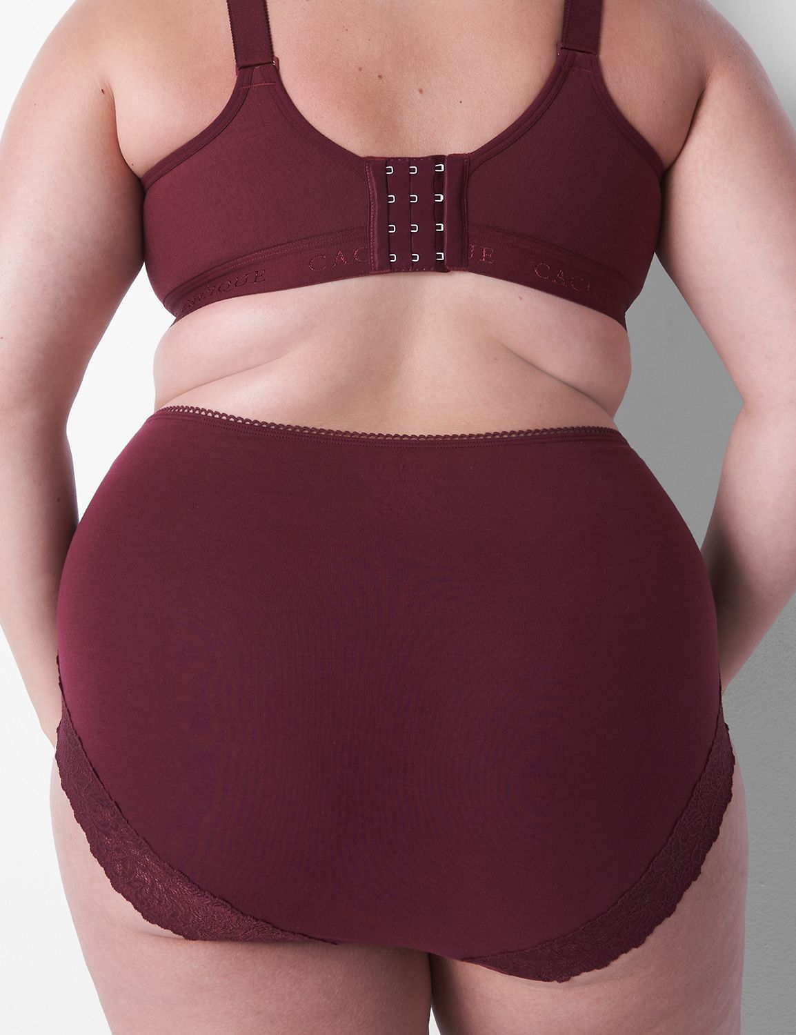 Cotton HighWaist Brief With Eyelet Lace Back LaneBryant
