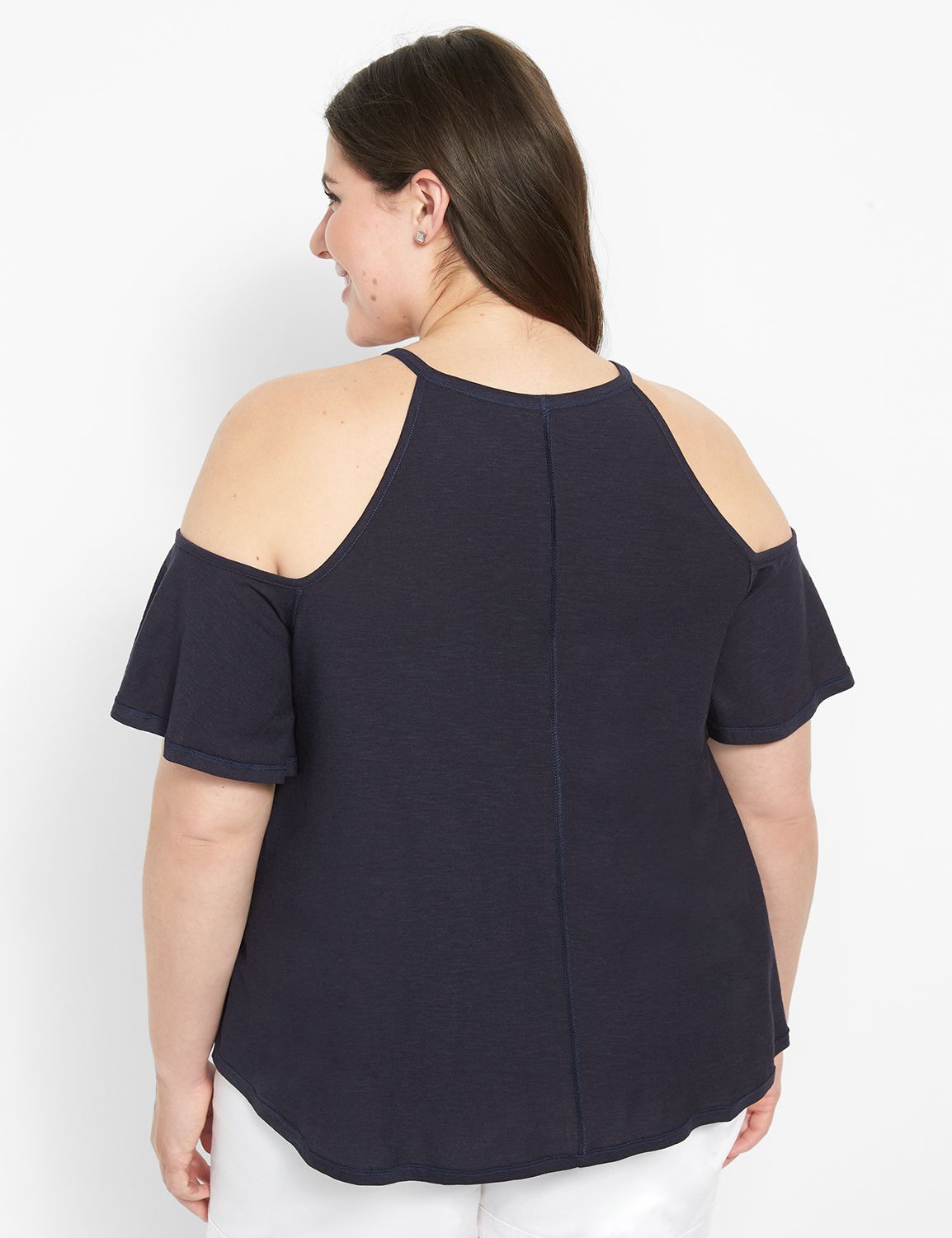 Short Flutter Sleeve Cold Shoulder Product Image 2
