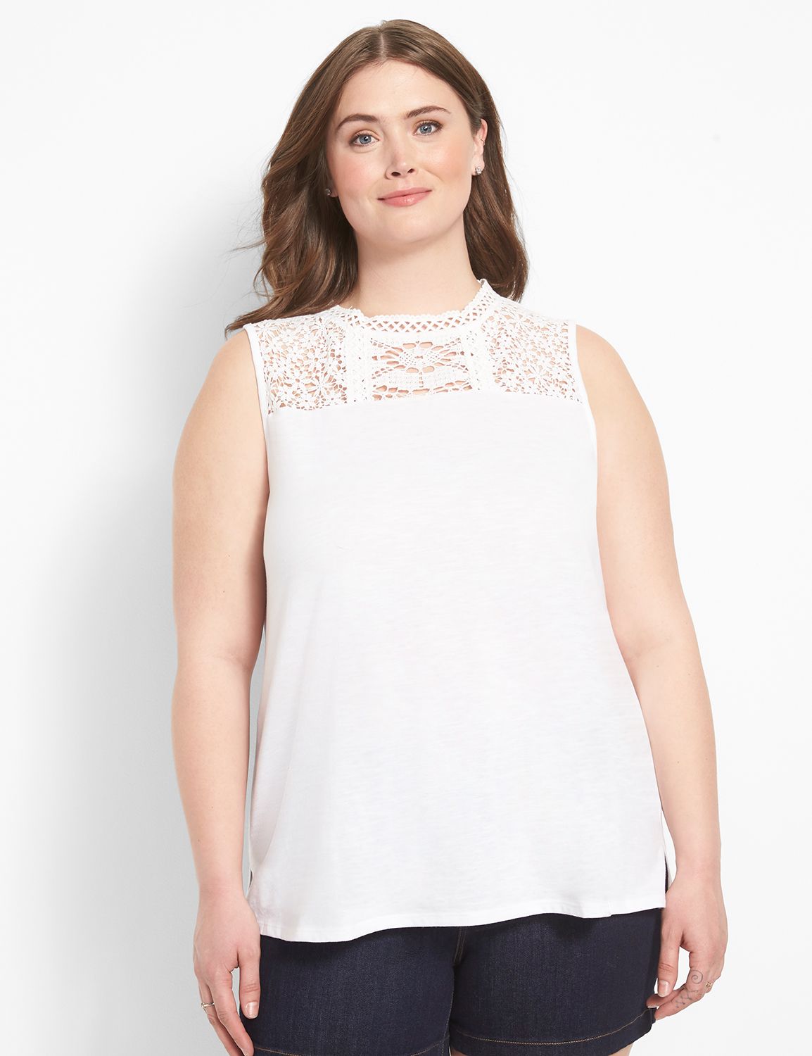 Lace Tied Mock Neck Tank