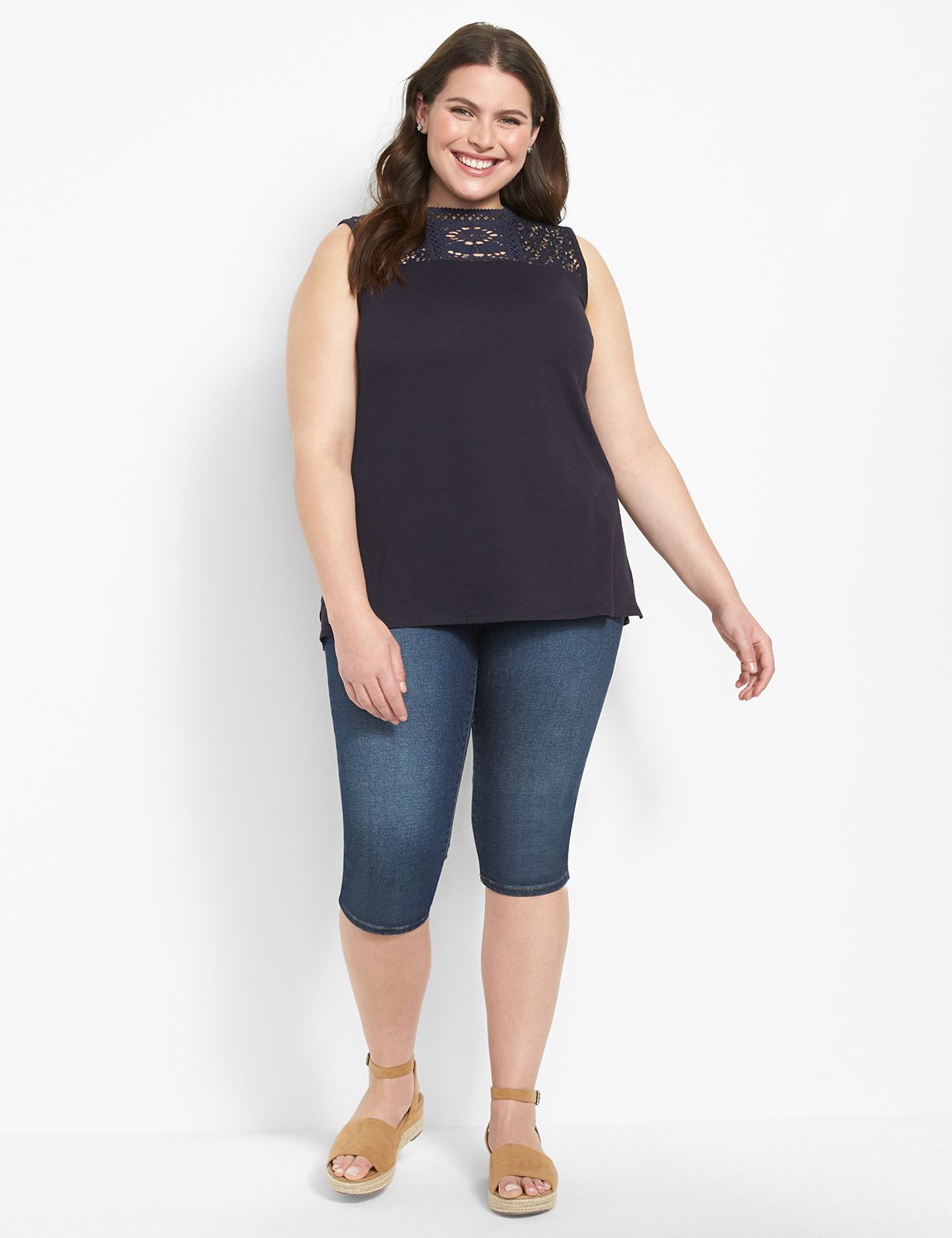 Lace Tied Mock Neck Tank