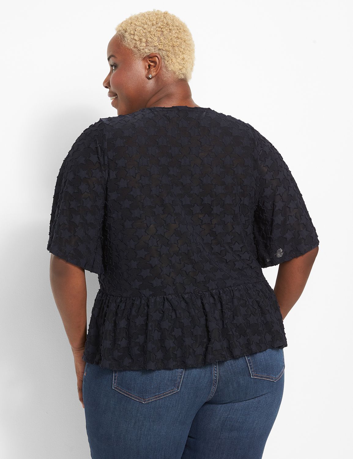 Short Flutter Sleeve Button Front P Product Image 2