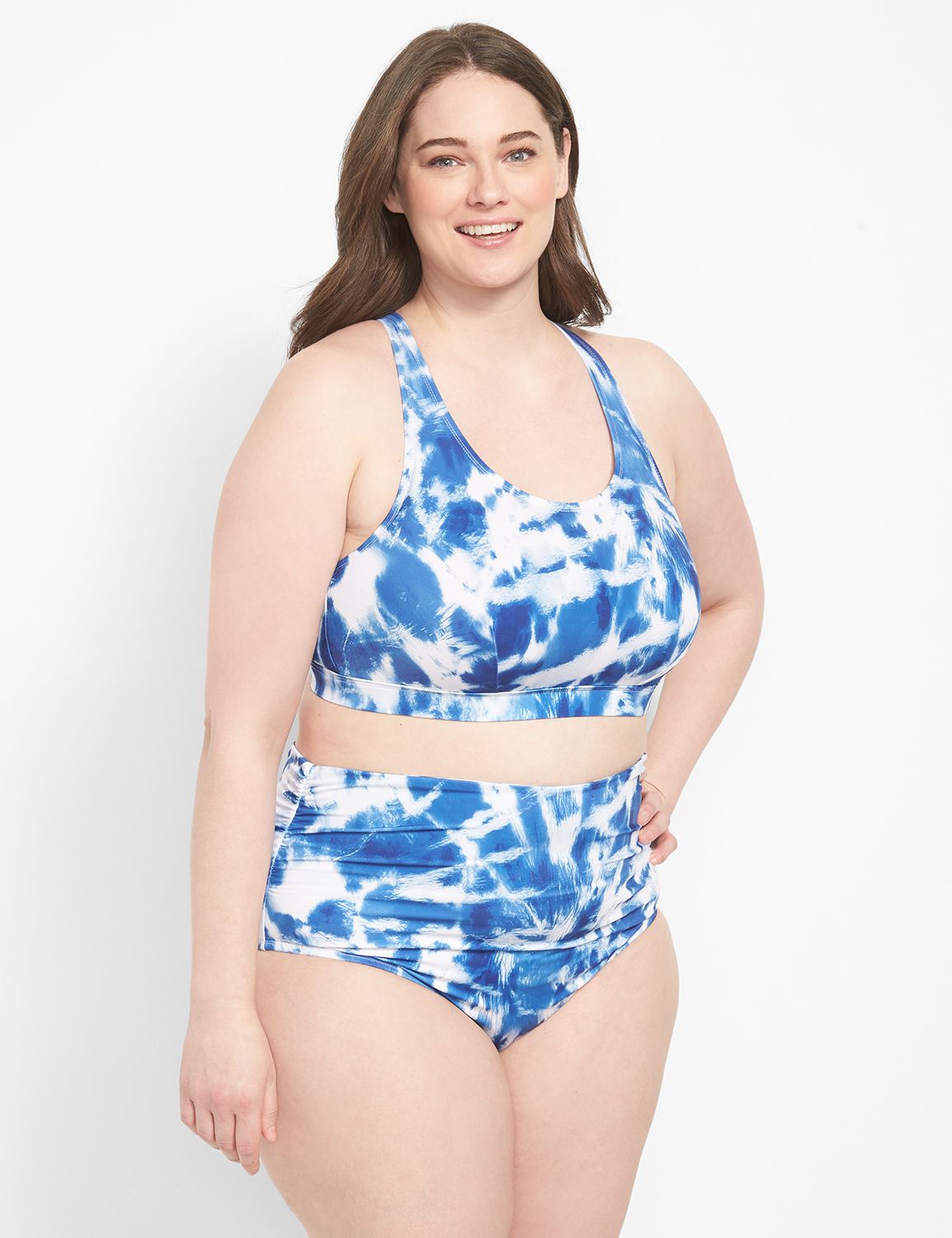 Ruched Side High Waist Swim Brief LaneBryant