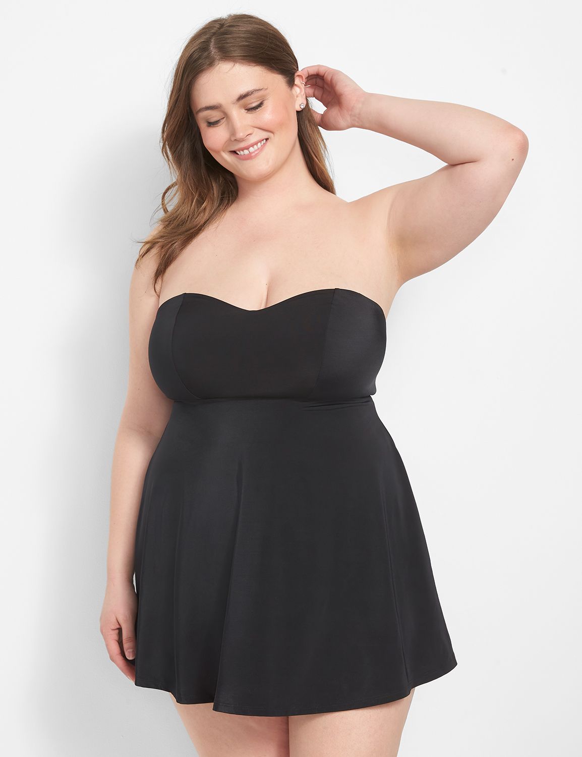 Plus size 2025 strapless swim dress